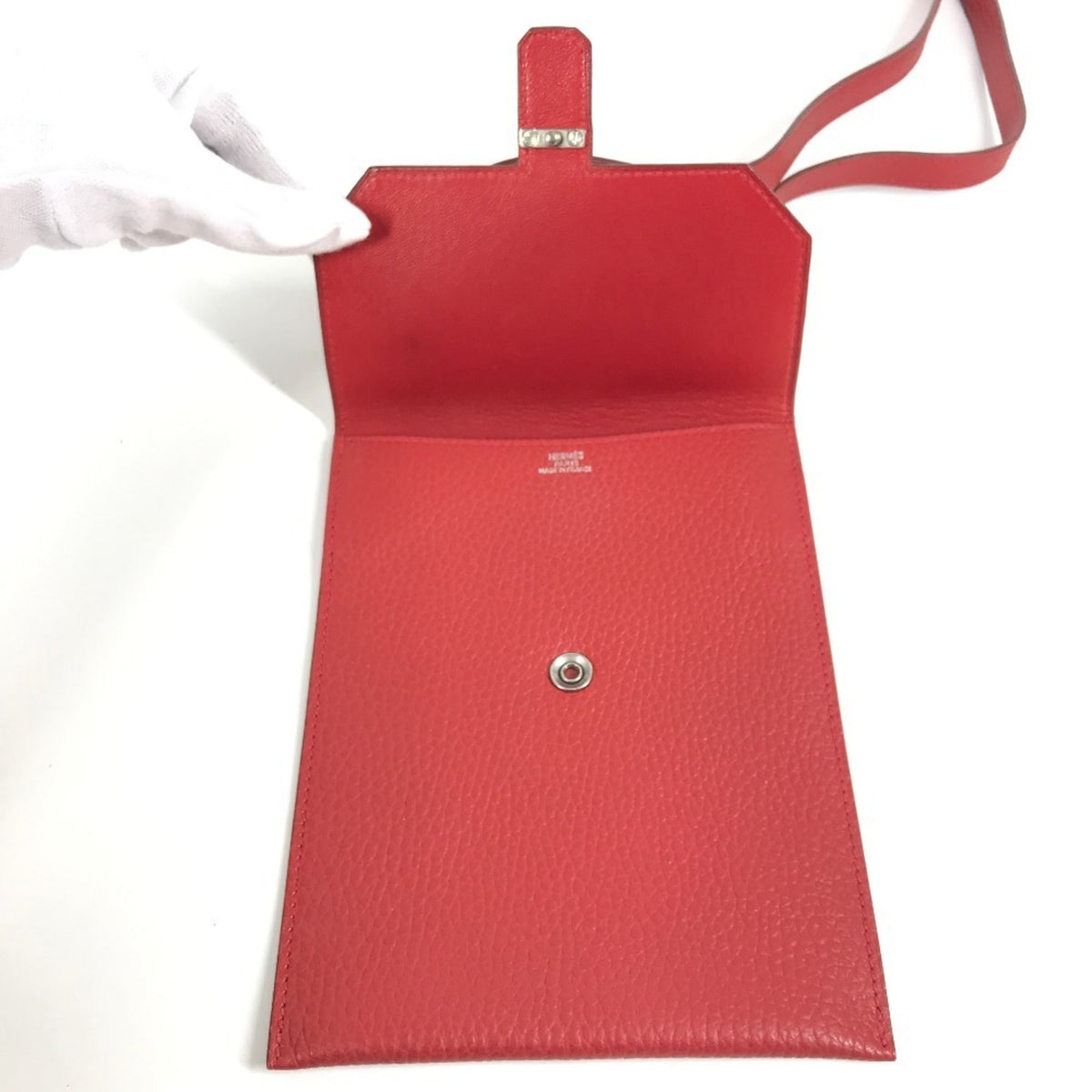 Hermes Amelie Red Color Leather Pochette Shoulder Bag (Pre-Owned)