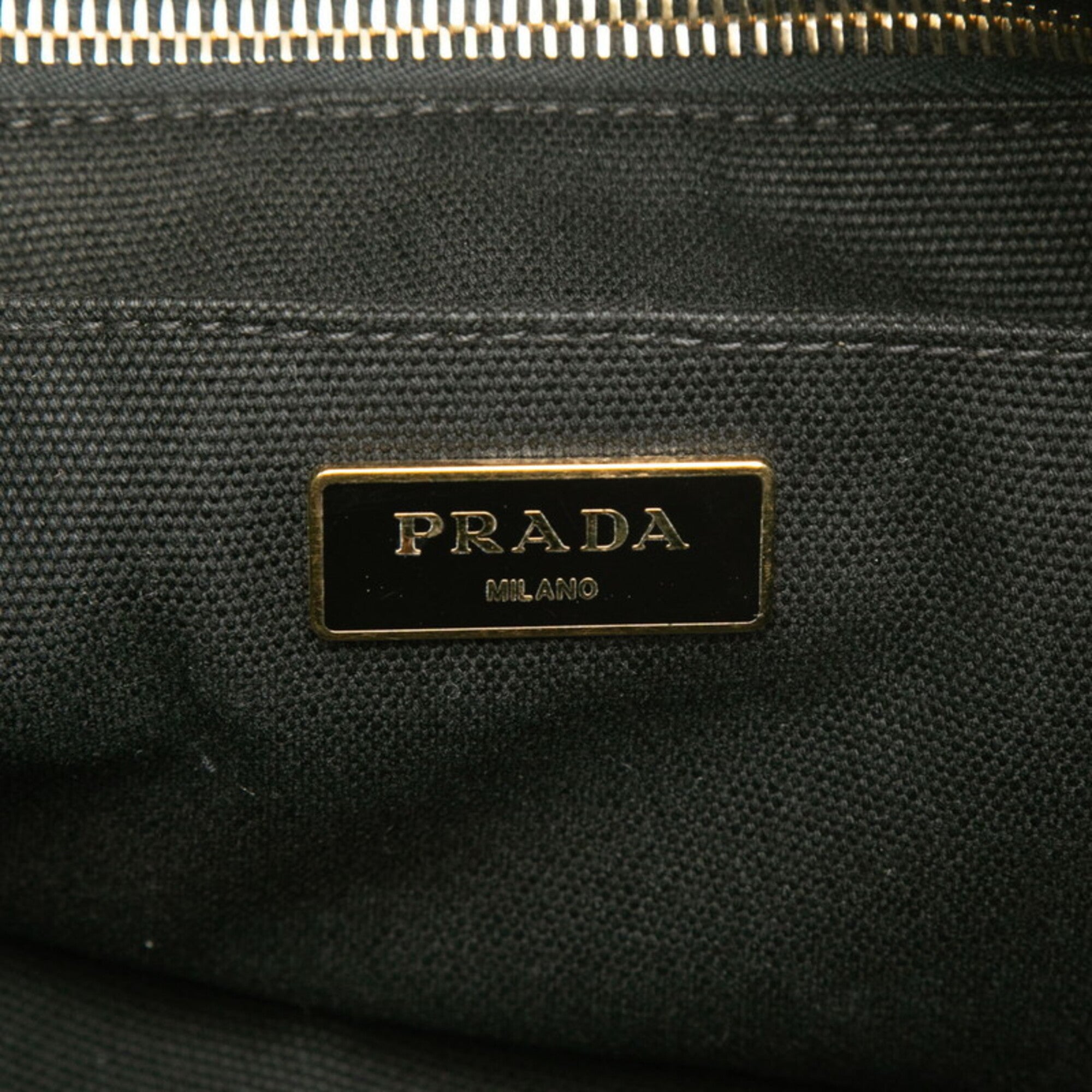 Prada Canapa Black Canvas Handbag Shoulder Bag (Pre-Owned)