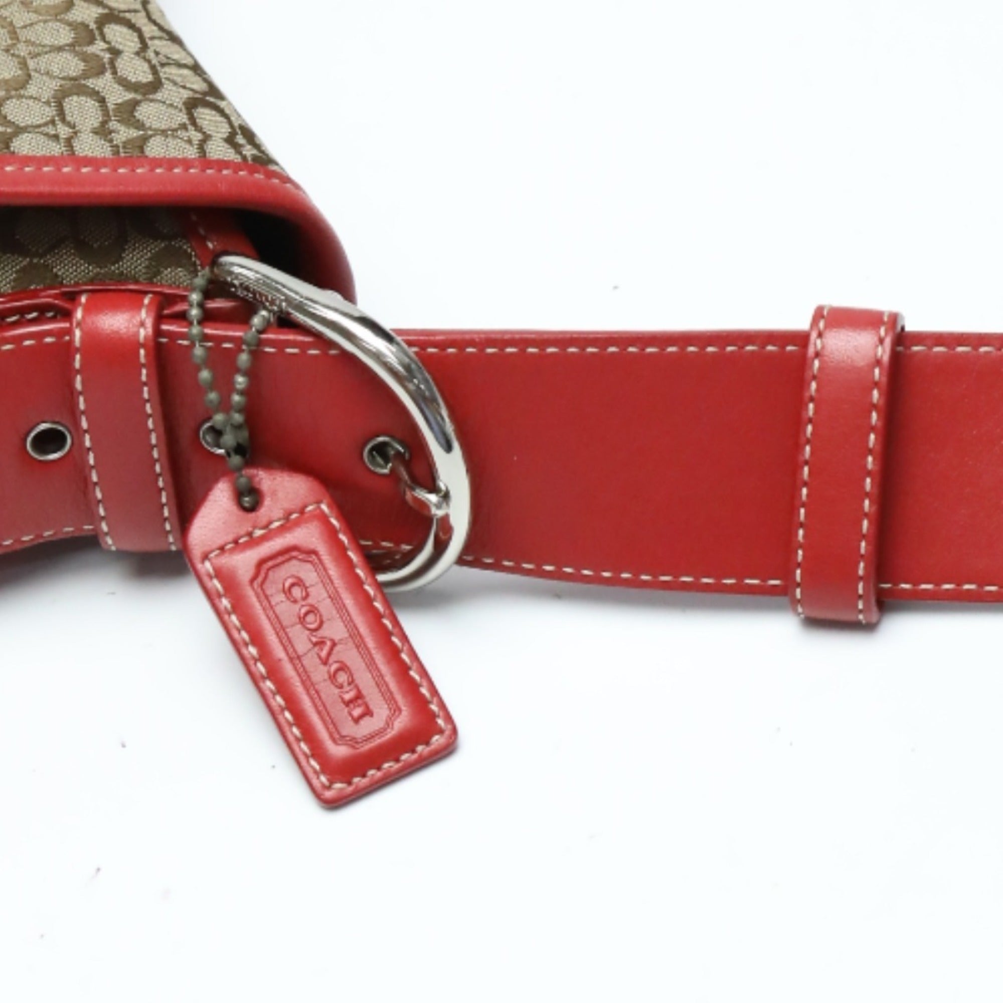 Coach Brown Red Color Canvas Shoulder Bag (Pre-Owned)