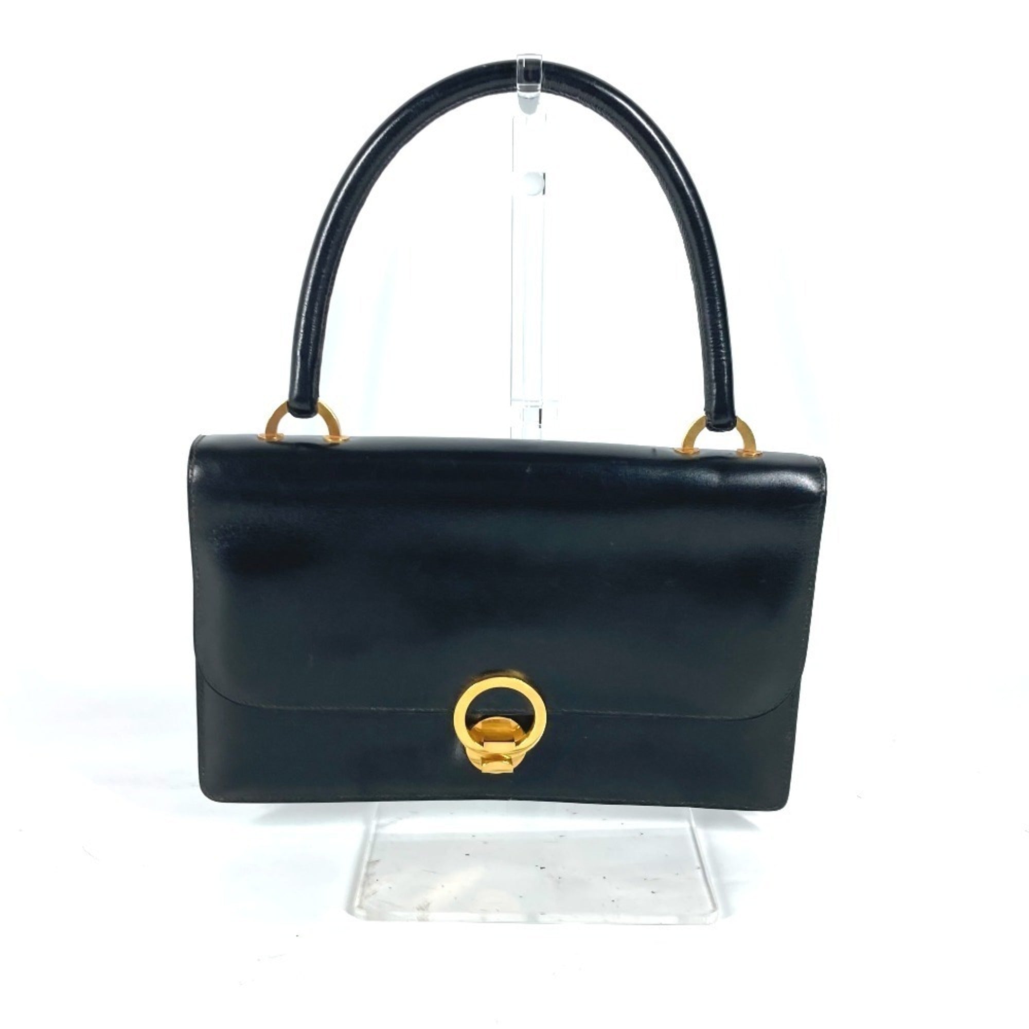 Hermes Black Box Calf Leather Handbag Shoulder Bag (Pre-Owned)