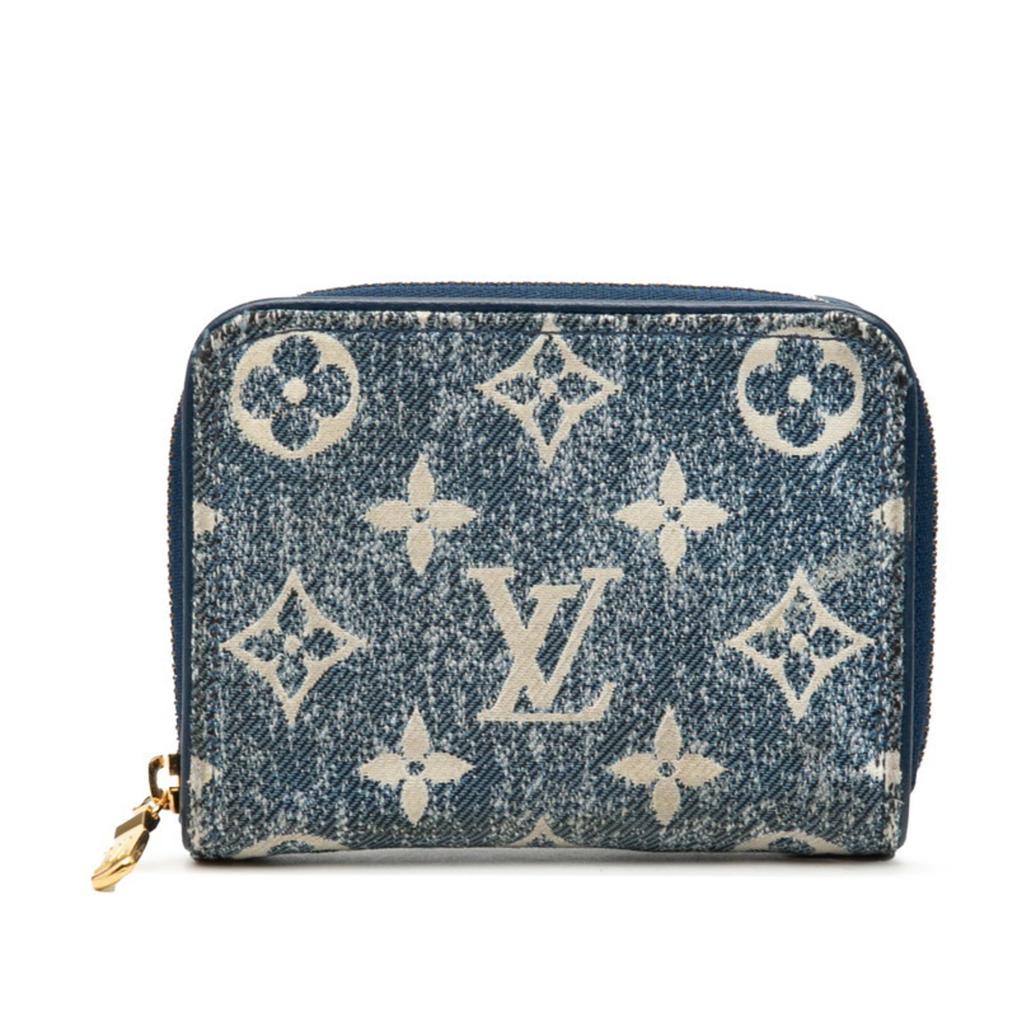 Louis Vuitton Blue Denim Leather Coin Purse/Coin Case (Pre-Owned)
