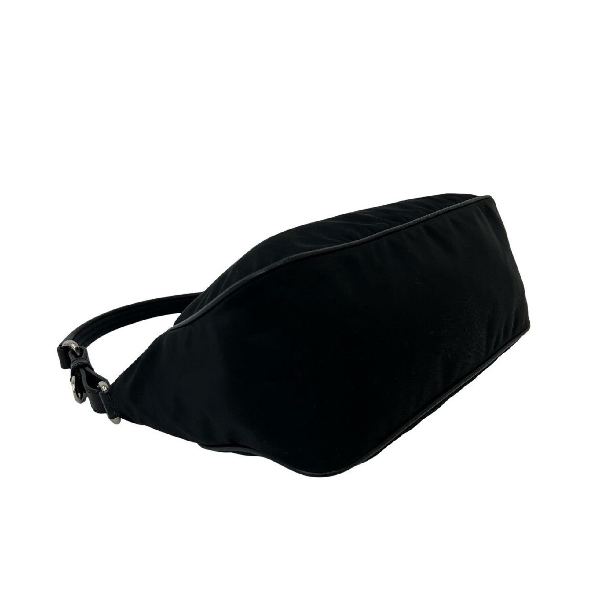 Prada Black Nylon Leather Handbag Shoulder Bag (Pre-Owned)