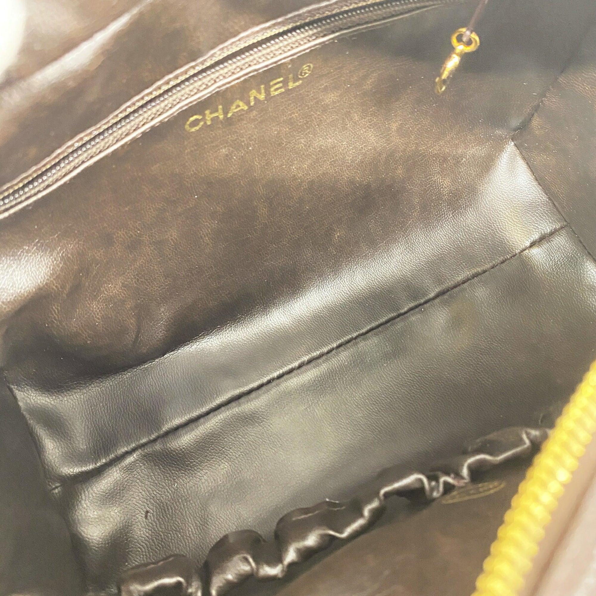 Chanel Dark Brown Grained Calfskin Pouch (Pre-Owned)