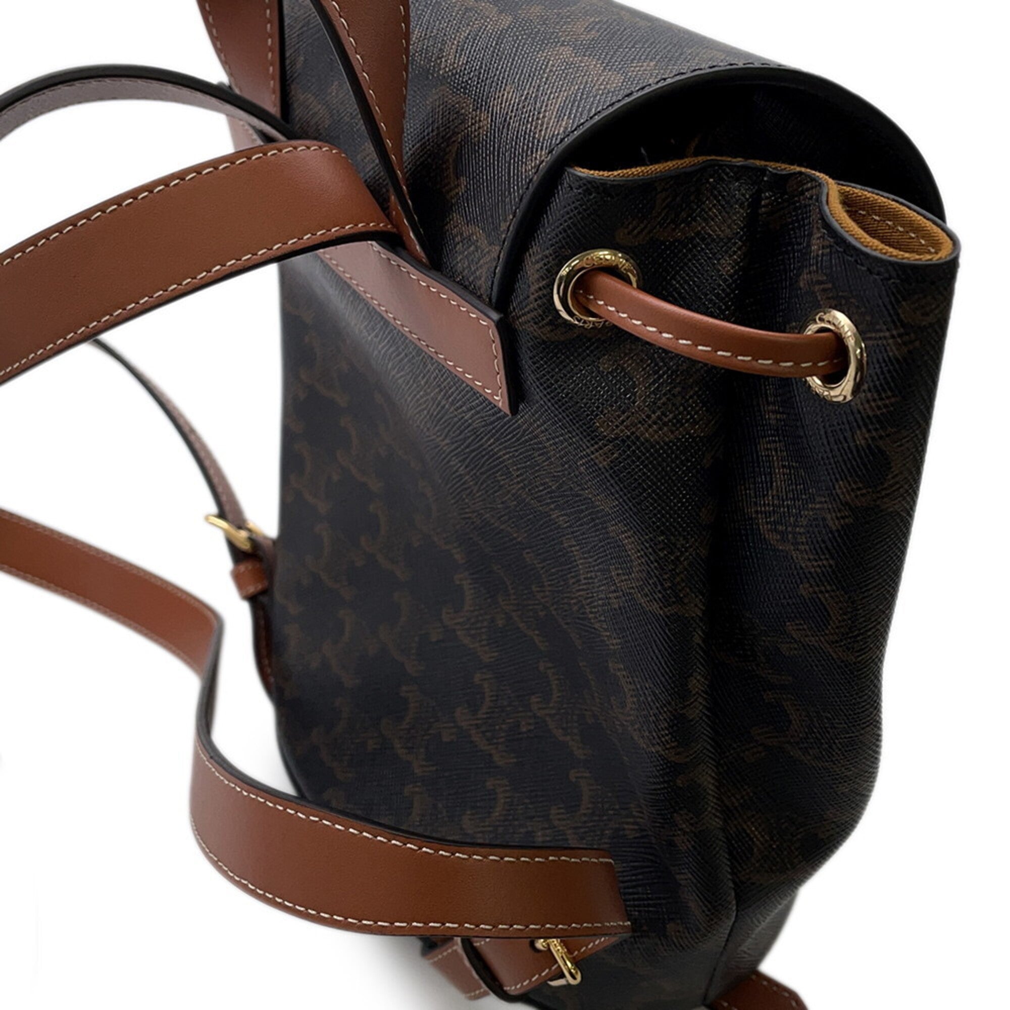 Celine Brown Pvc Leather Backpack Handbag (Pre-Owned)