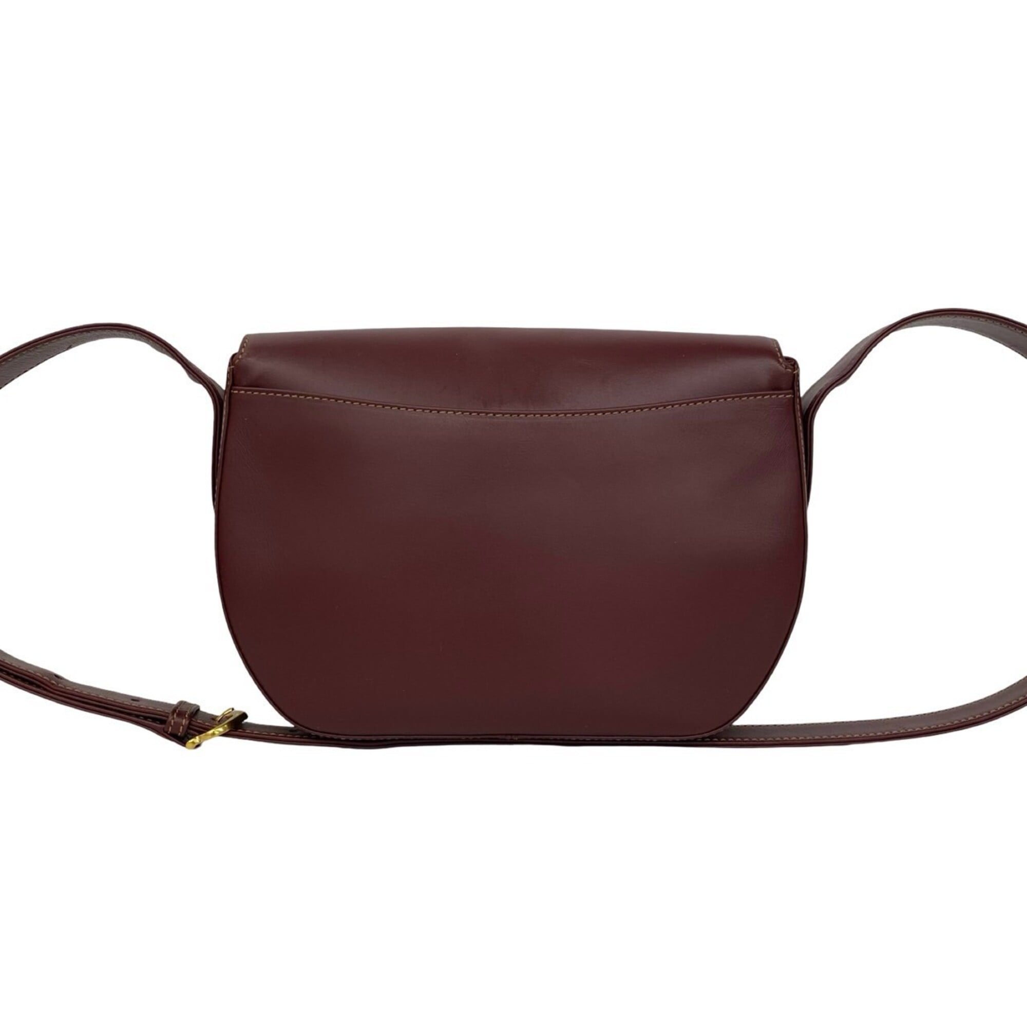 Cartier Wine Red Leather Pochette Shoulder Bag (Pre-Owned)