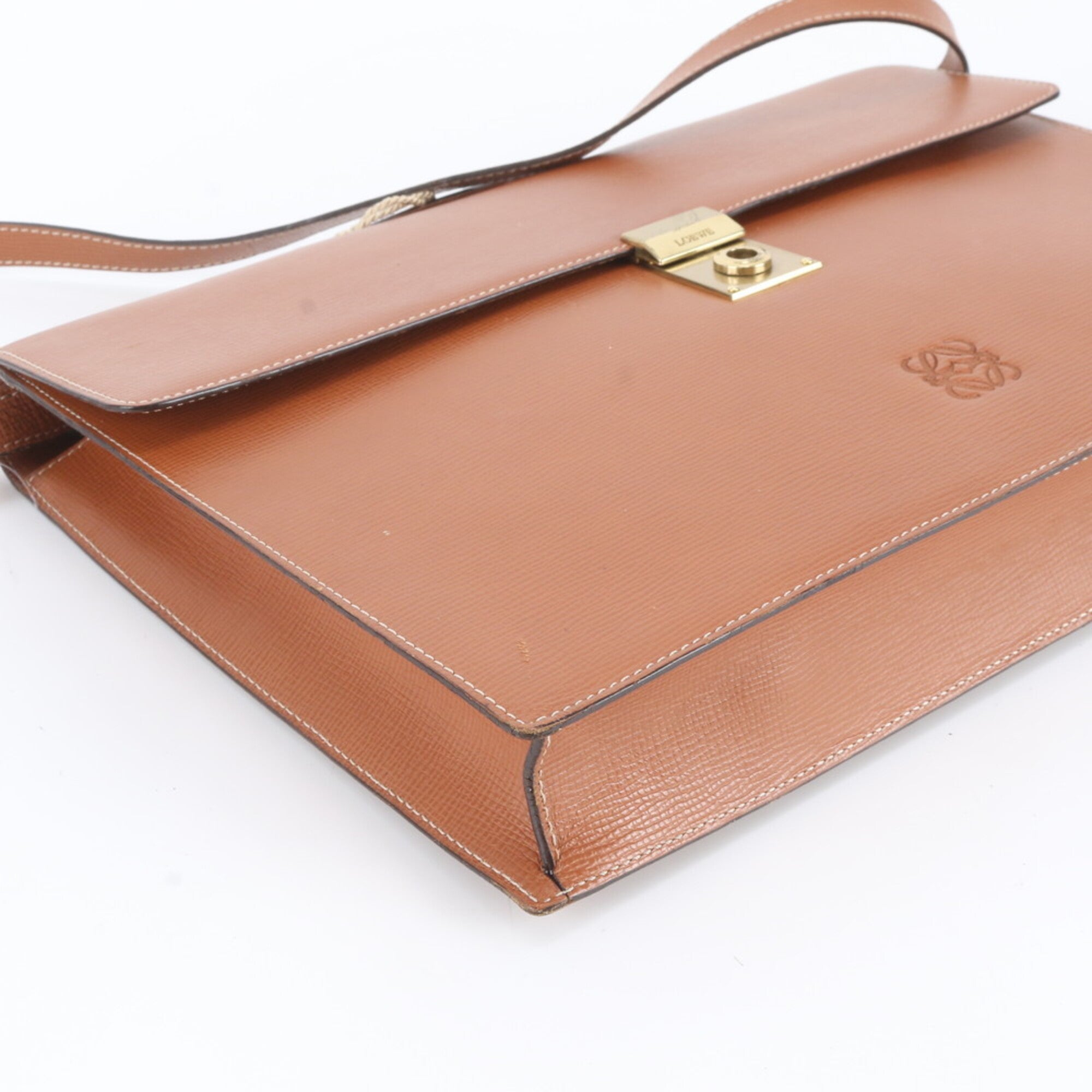 Loewe Camel Leather Briefcase Shoulder Bag Tote Bag (Pre-Owned)