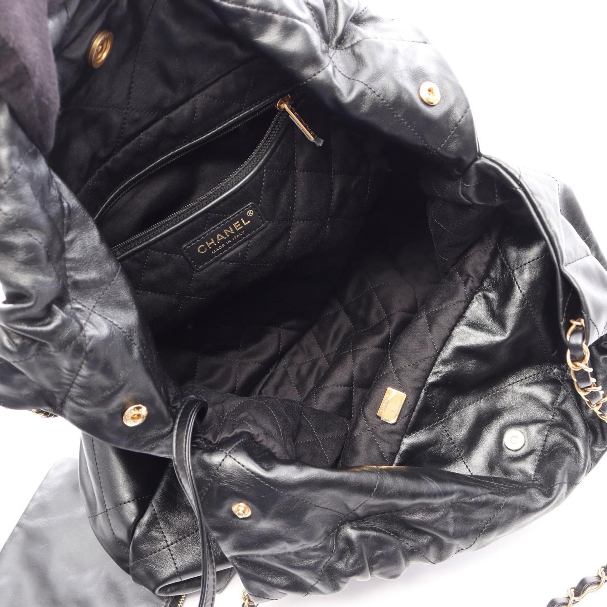 Chanel Black Leather Handbag Shoulder Bag (Pre-Owned)