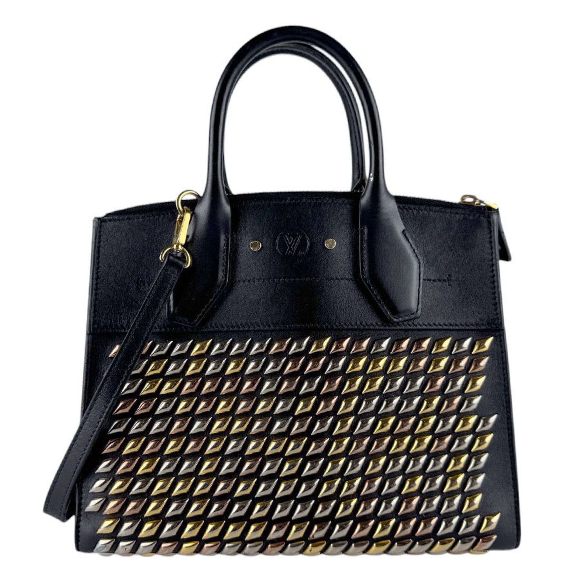 Louis Vuitton Black Leather Handbag Shoulder Bag (Pre-Owned)