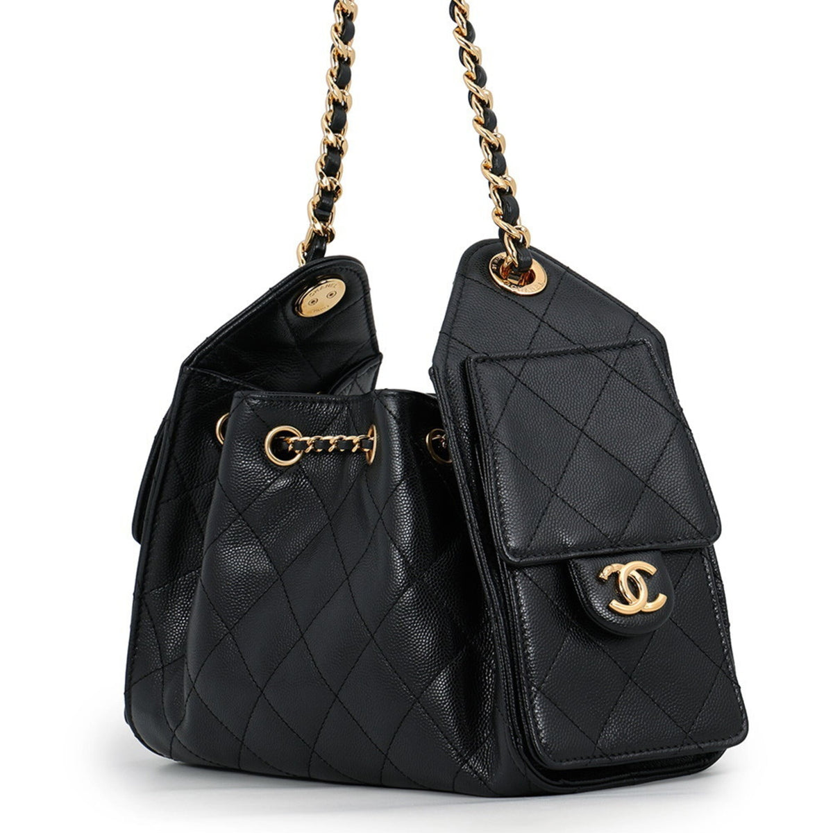 Chanel Black Grained Calfskin Handbag Shoulder Bag (Pre-Owned)