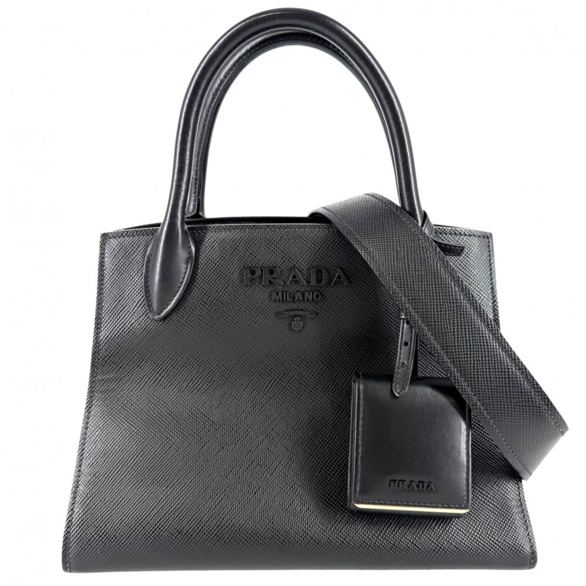 Prada Black Leather Handbag Pouch Shoulder Bag (Pre-Owned)