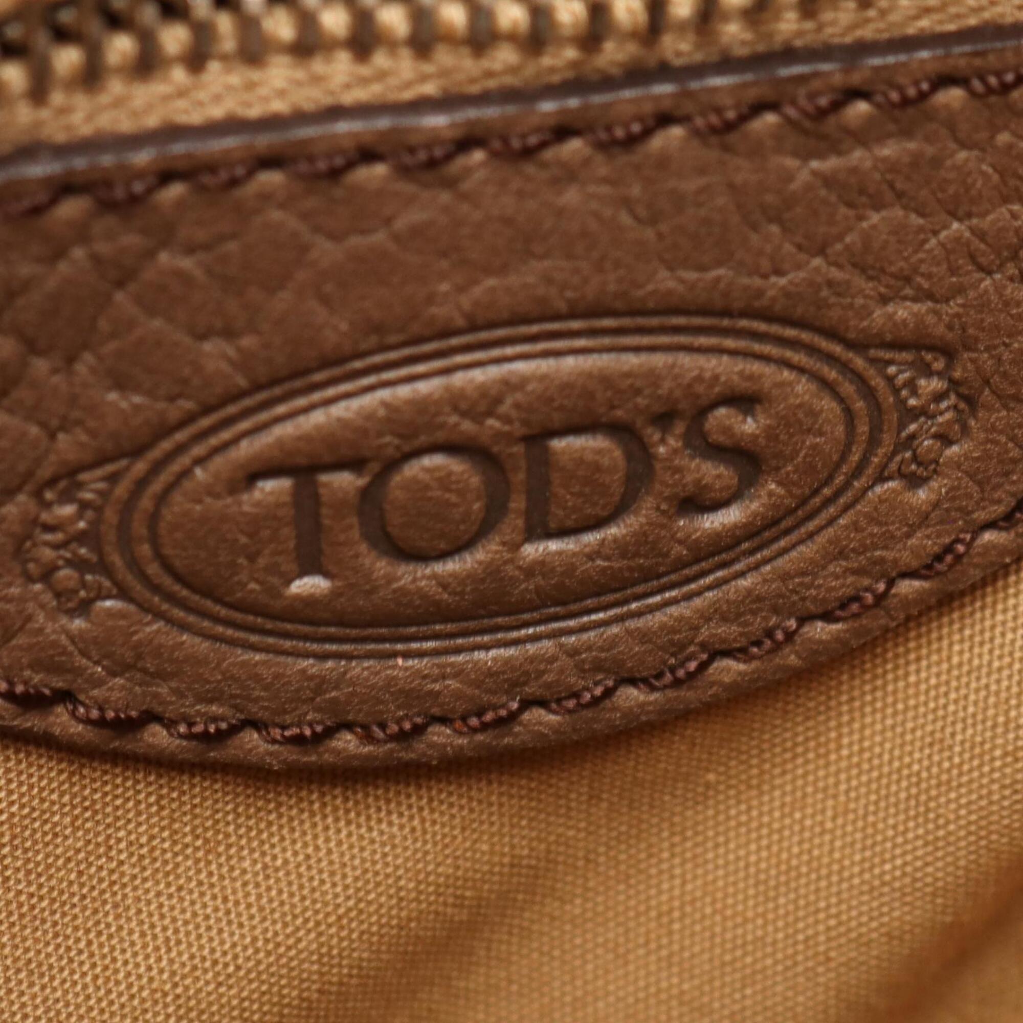 Tod's Gray Leather Handbag Tote Bag (Pre-Owned)