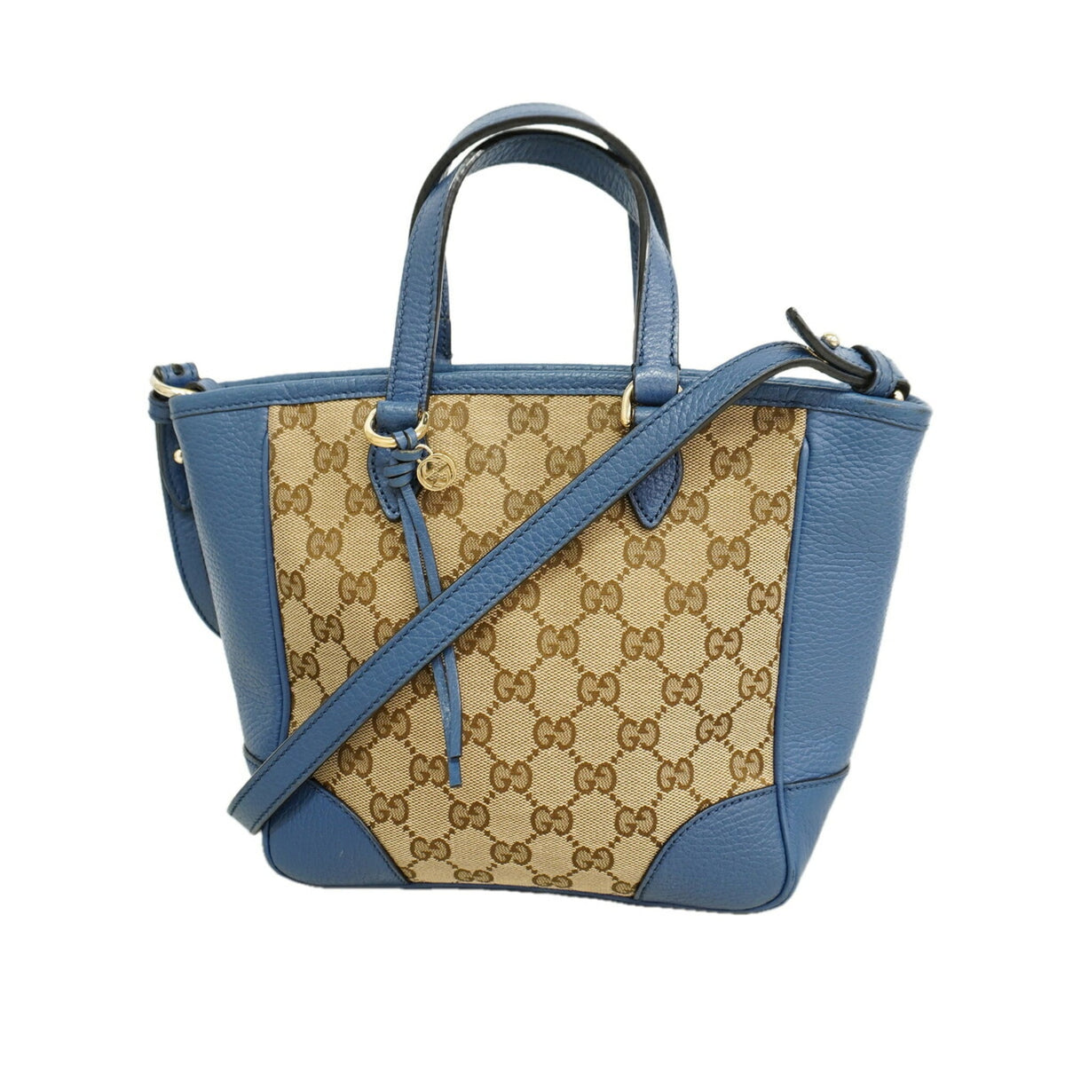 Gucci Beige Blue Canvas Handbag (Pre-Owned)