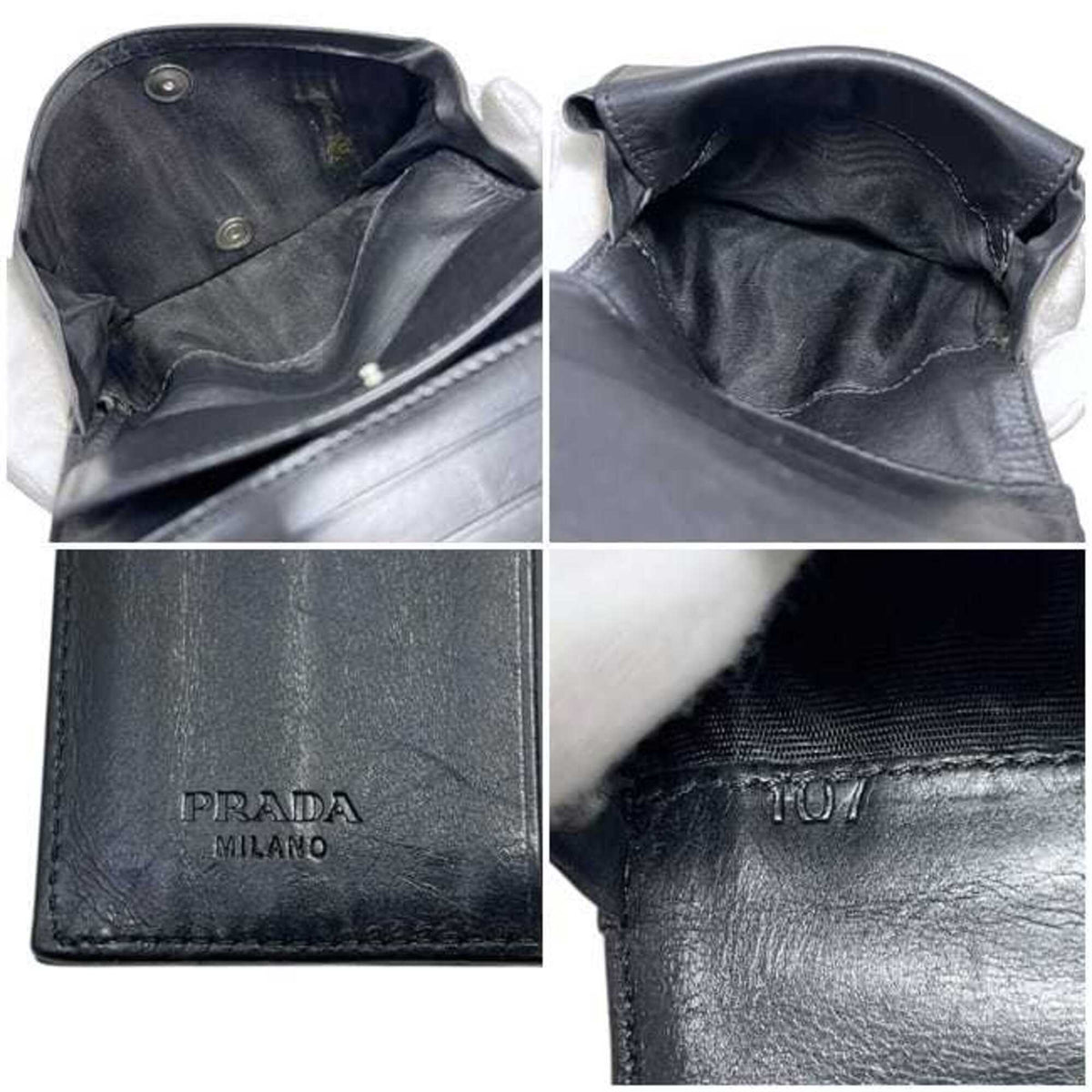 Prada Black Nero Patent Leather Wallet (Tri-Fold) (Pre-Owned)