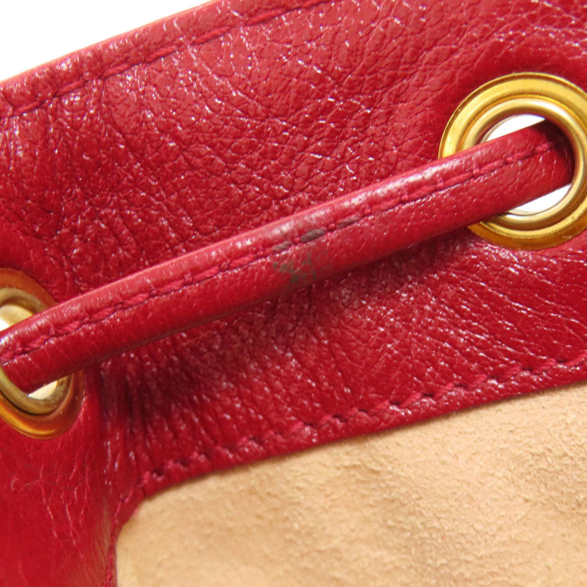 Gucci Red Color Leather Shoulder Bag (Pre-Owned)