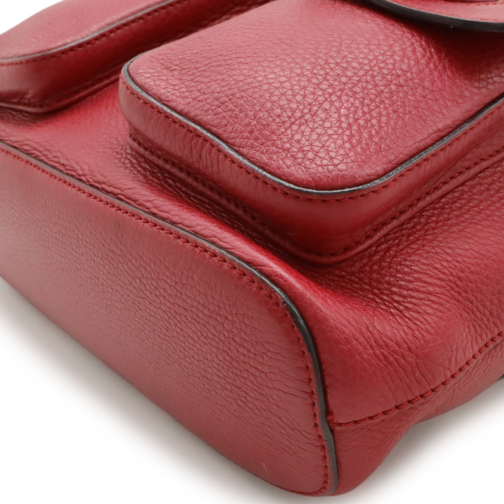 Gucci Red Color Bamboo Leather Backpack Shoulder Bag (Pre-Owned)