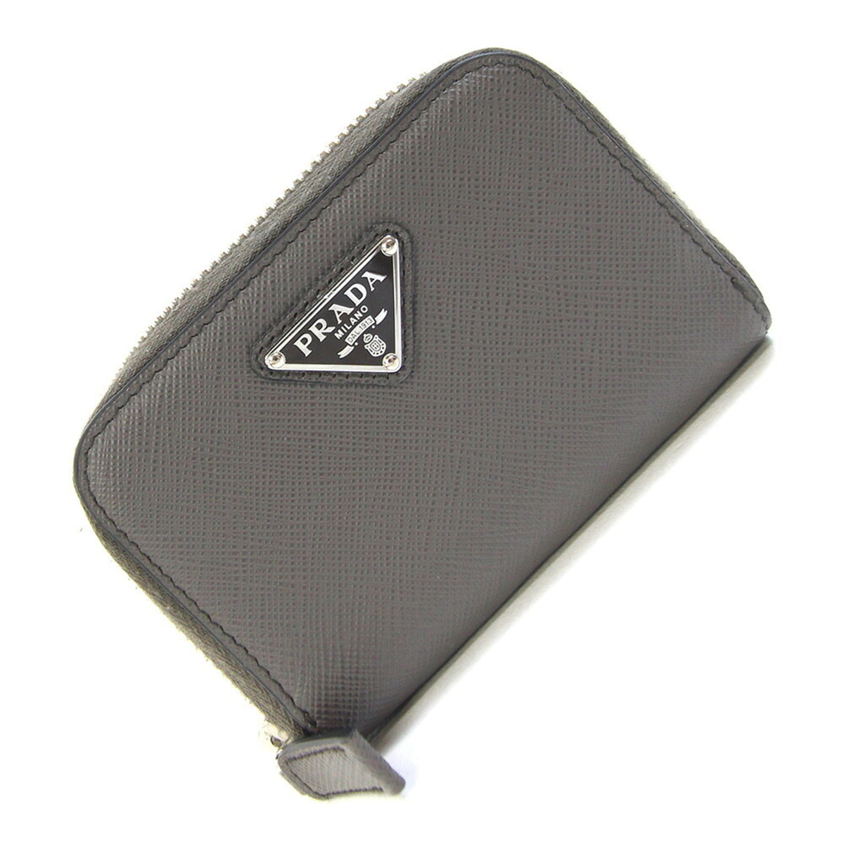 Prada Gray Leather Coin Purse/Coin Case (Pre-Owned)