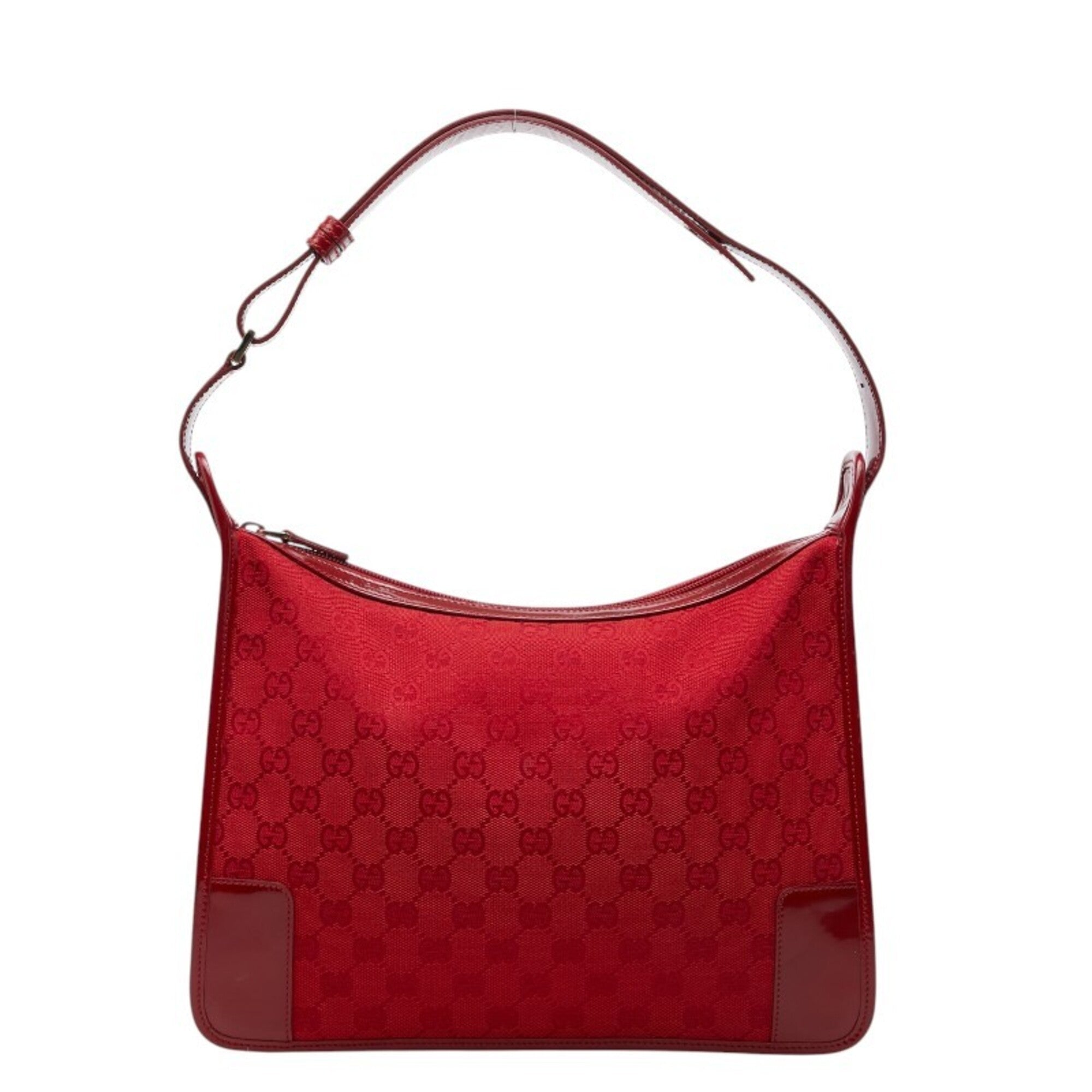 Gucci Red Color Canvas Patent Leather Shoulder Bag (Pre-Owned)