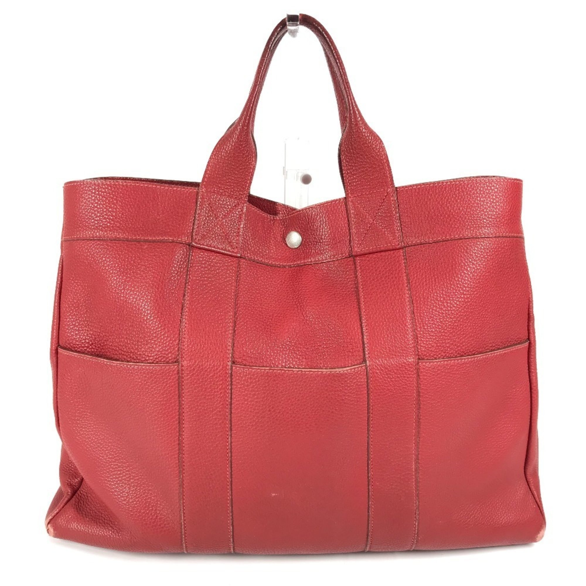 Hermes Fourre Tout Red Color Leather Handbag Tote Bag (Pre-Owned)