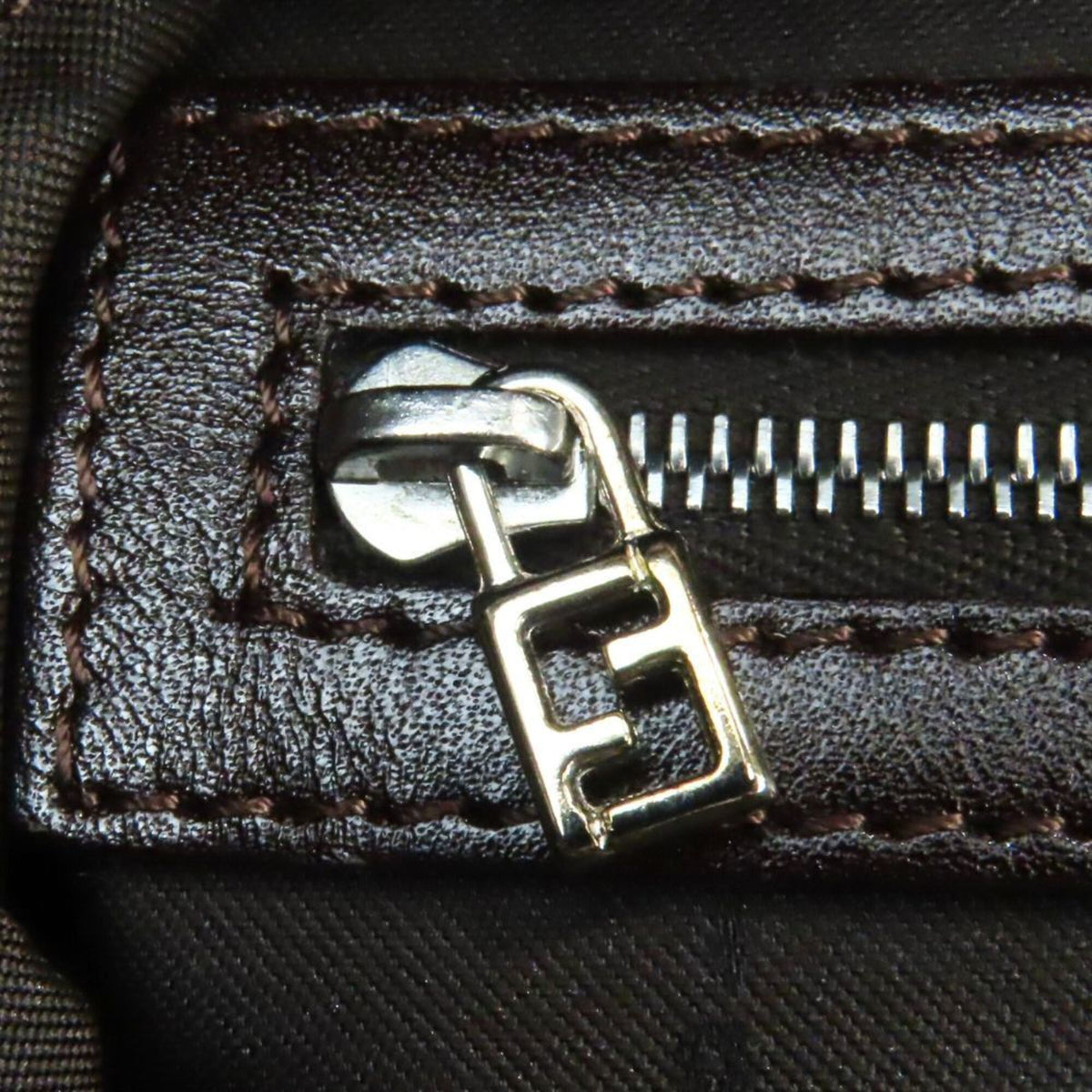 Fendi Zucca Black Brown Canvas Leather Shoulder Bag (Pre-Owned)