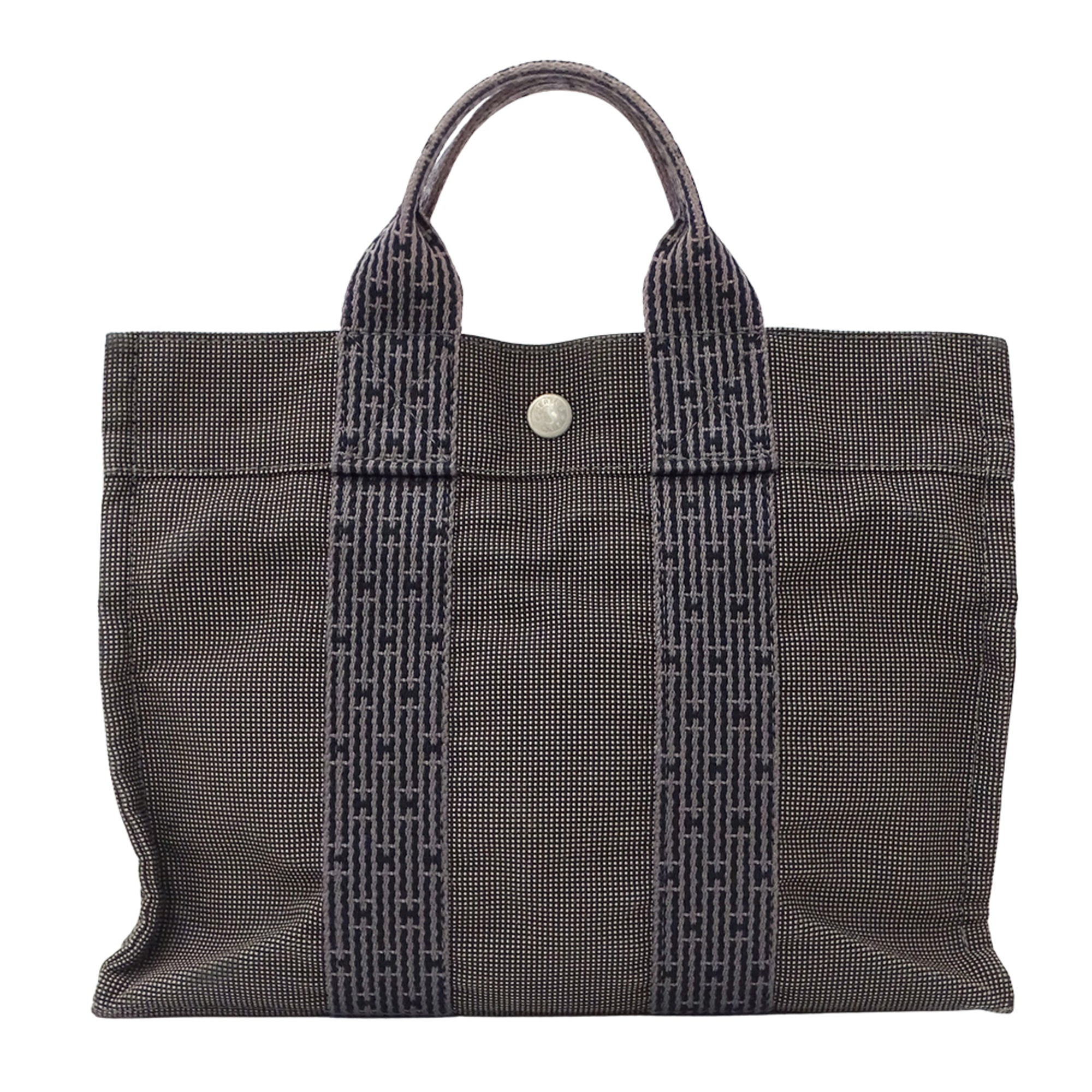 Hermes Black Canvas Handbag Tote Bag (Pre-Owned)