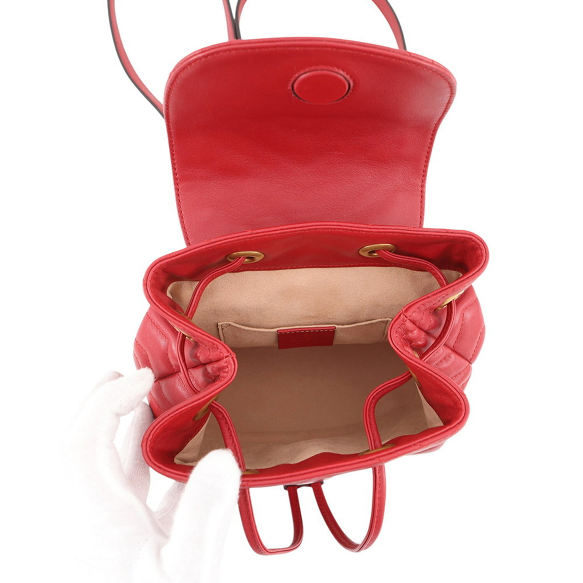 Gucci Red Color Leather Backpack Handbag (Pre-Owned)