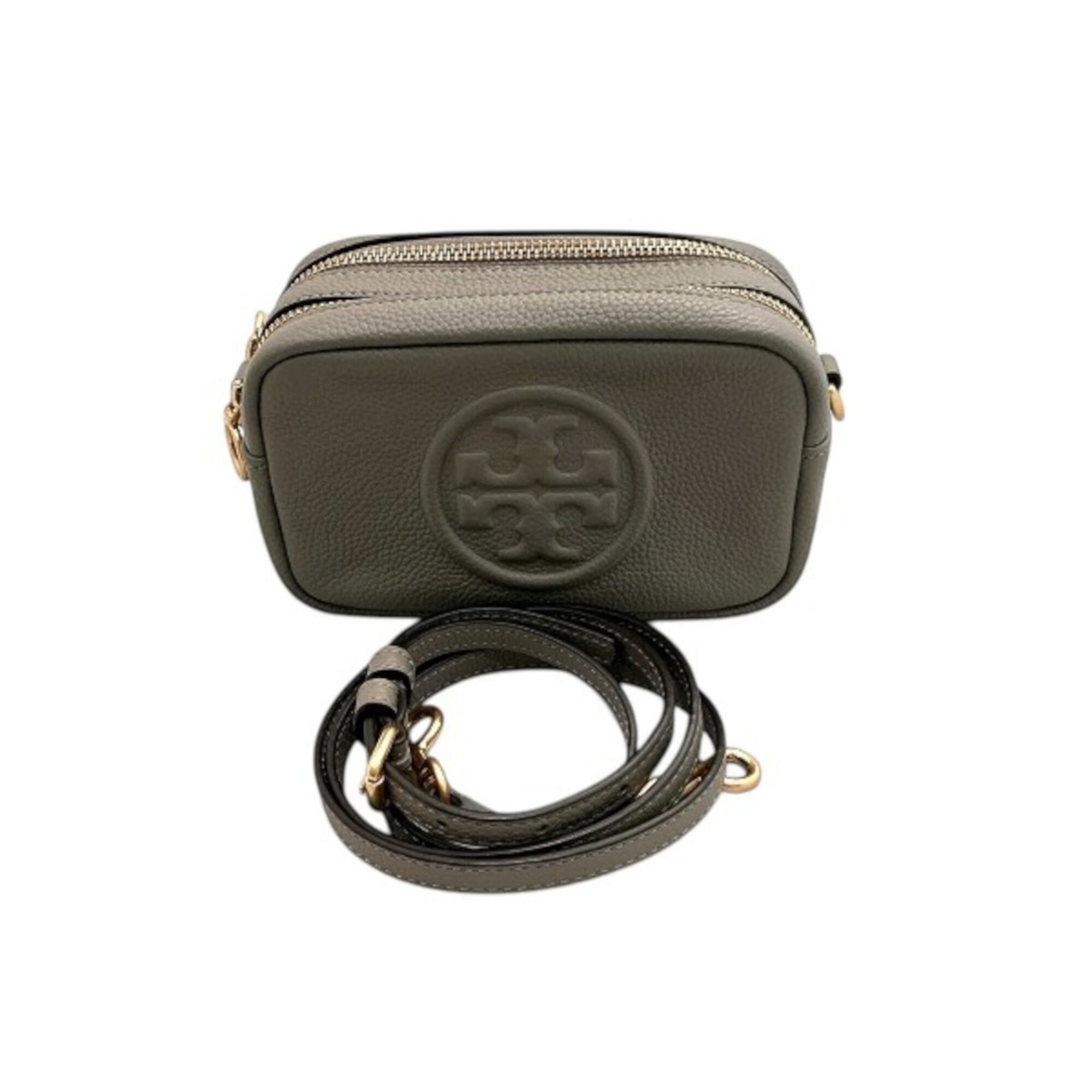 Tory Burch Gray Leather Shoulder Bag (Pre-Owned)