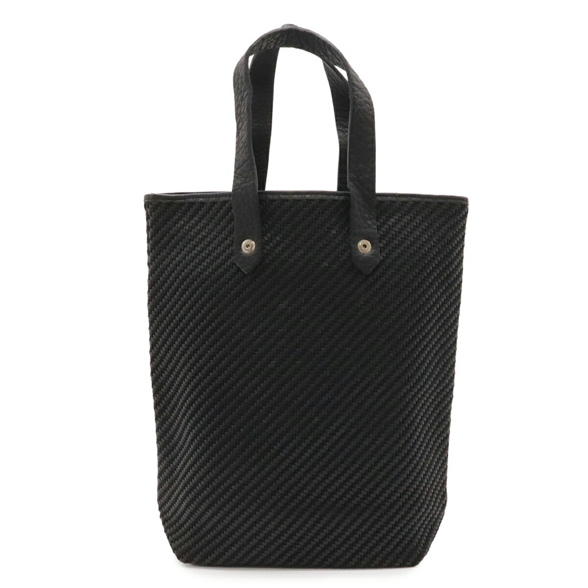 Hermes Black Polyester Leather Handbag Tote Bag (Pre-Owned)