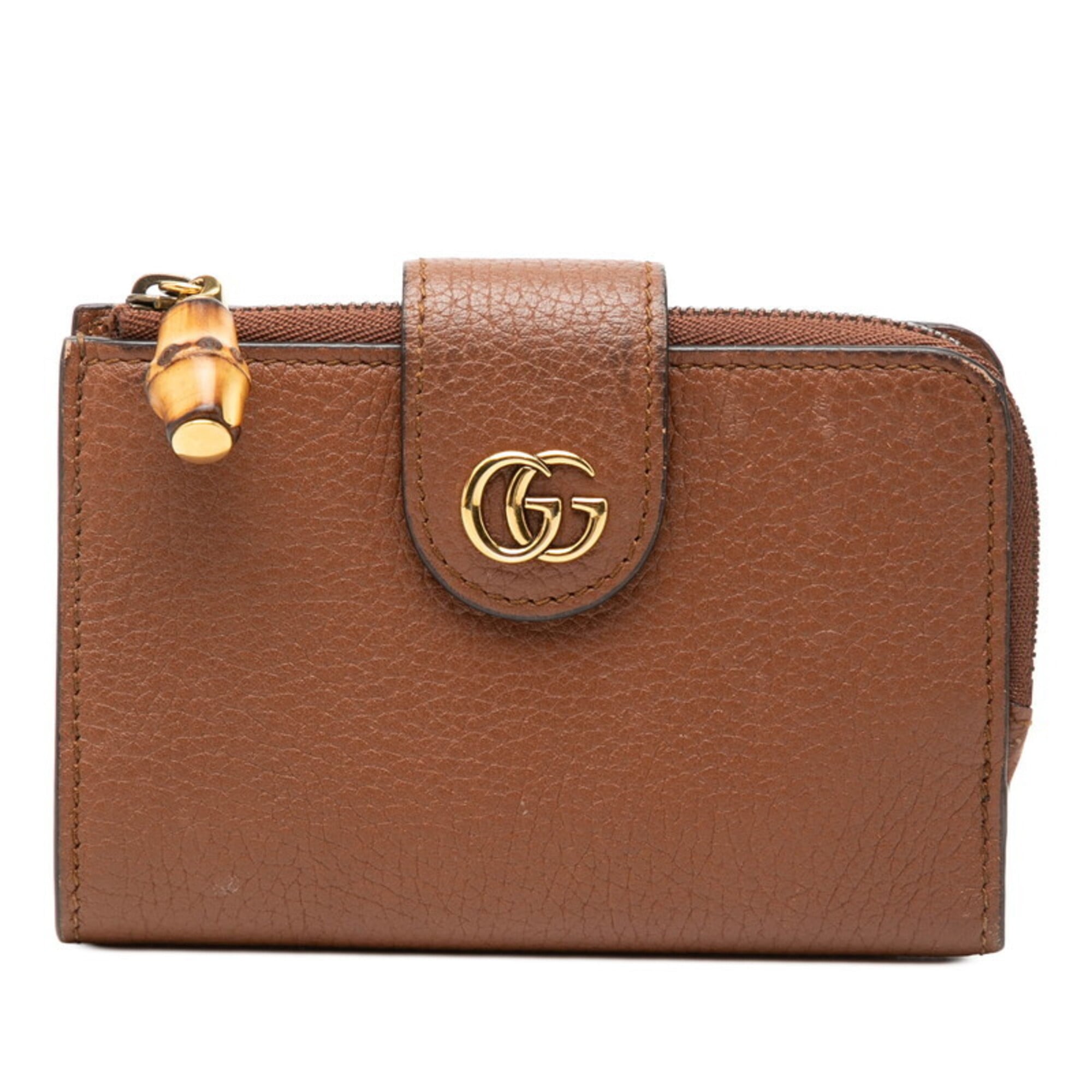 Gucci Bamboo Brown Leather Wallet (Bi-Fold) (Pre-Owned)