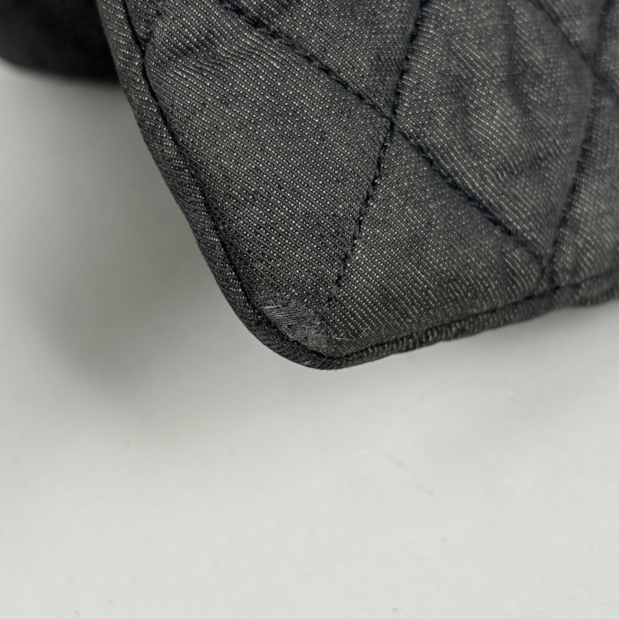 Chanel Dark Gray Canvas Leather Shoulder Bag (Pre-Owned)