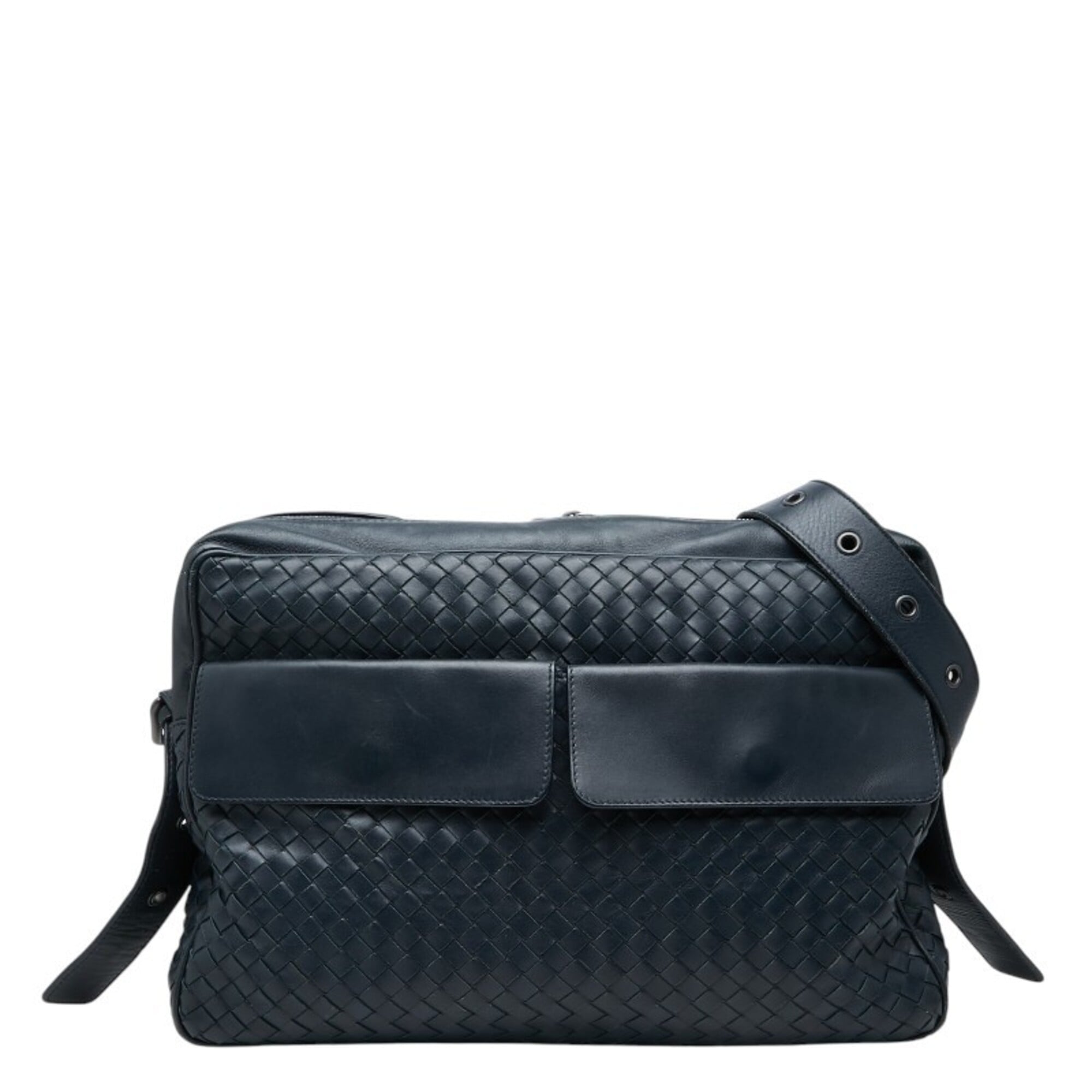 Bottega Veneta Navy Leather Shoulder Bag (Pre-Owned)
