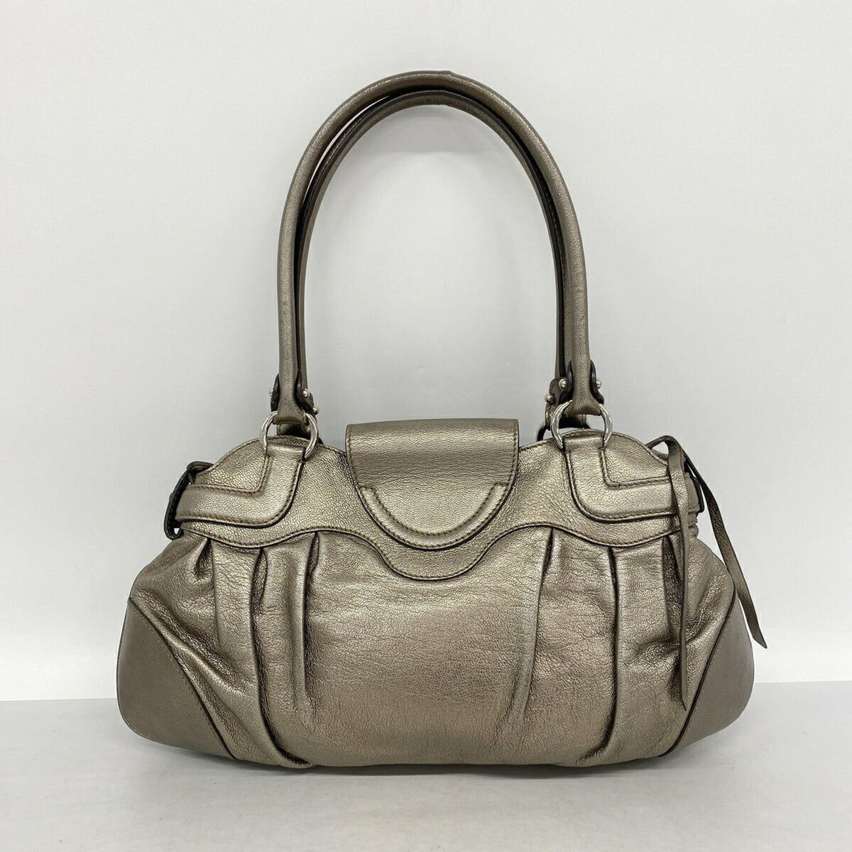 Salvatore Ferragamo Metallic Brown Leather Handbag (Pre-Owned)