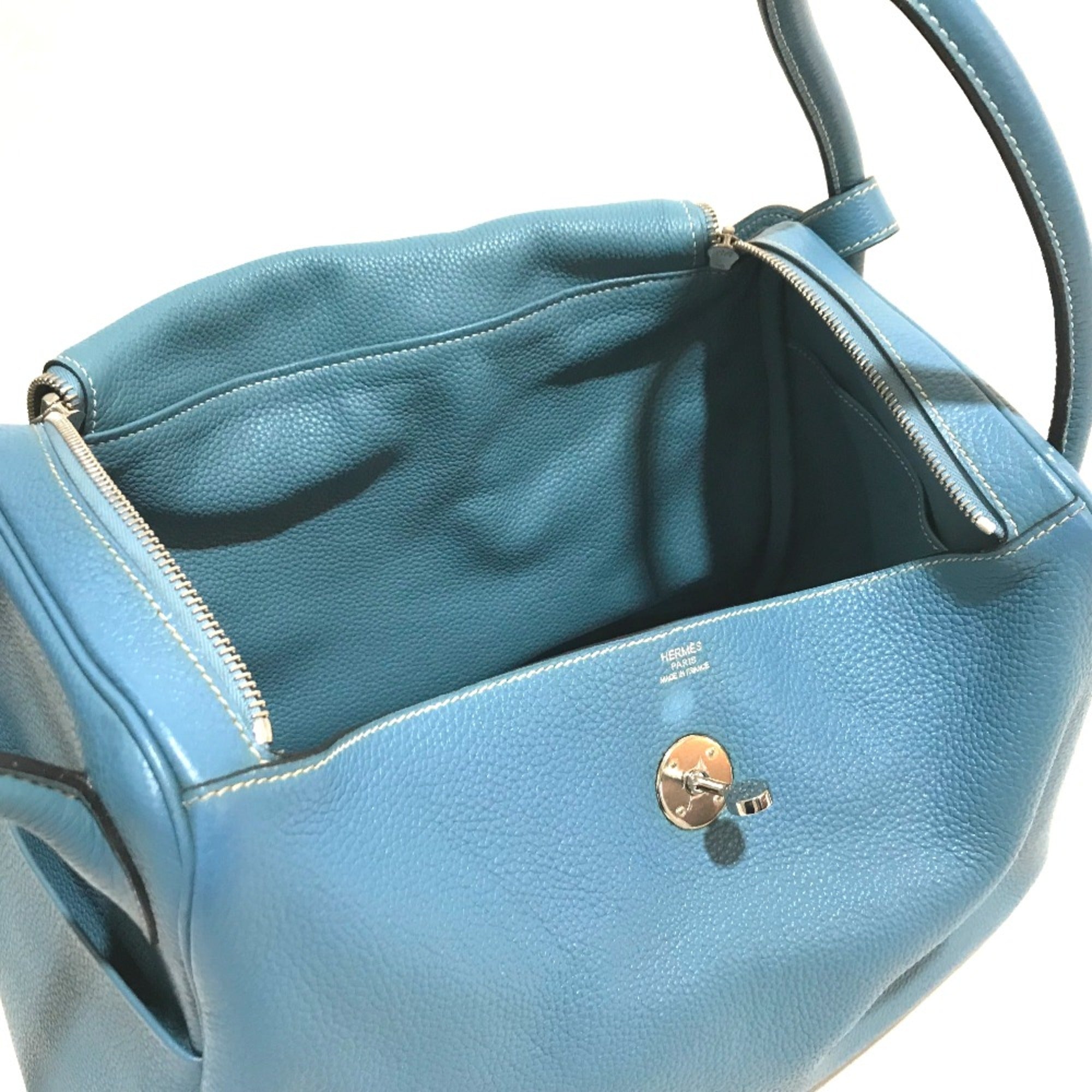 Hermes Blue Leather Handbag (Pre-Owned)