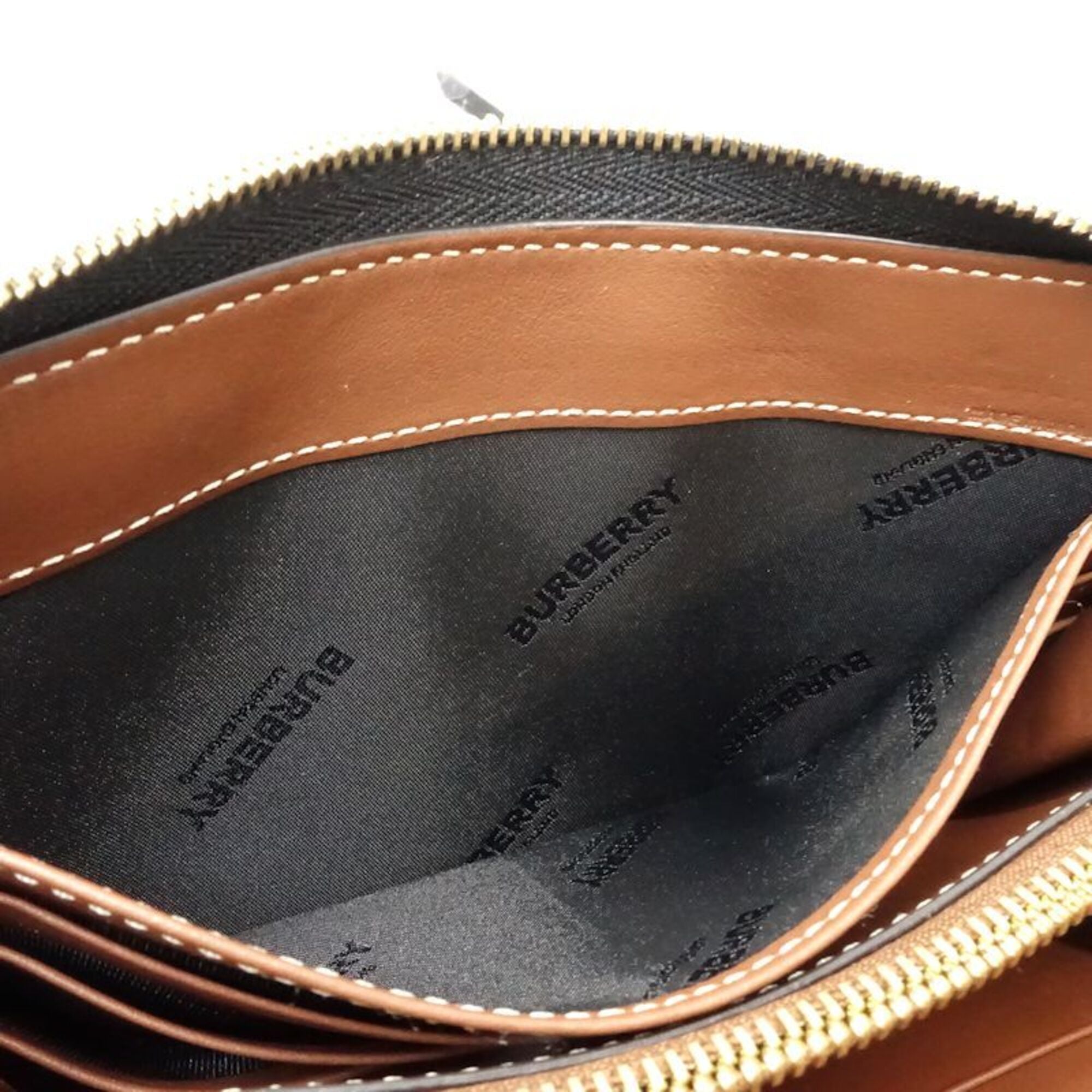 Burberry Black White Canvas Leather Long Wallet (Bi-Fold) (Pre-Owned)