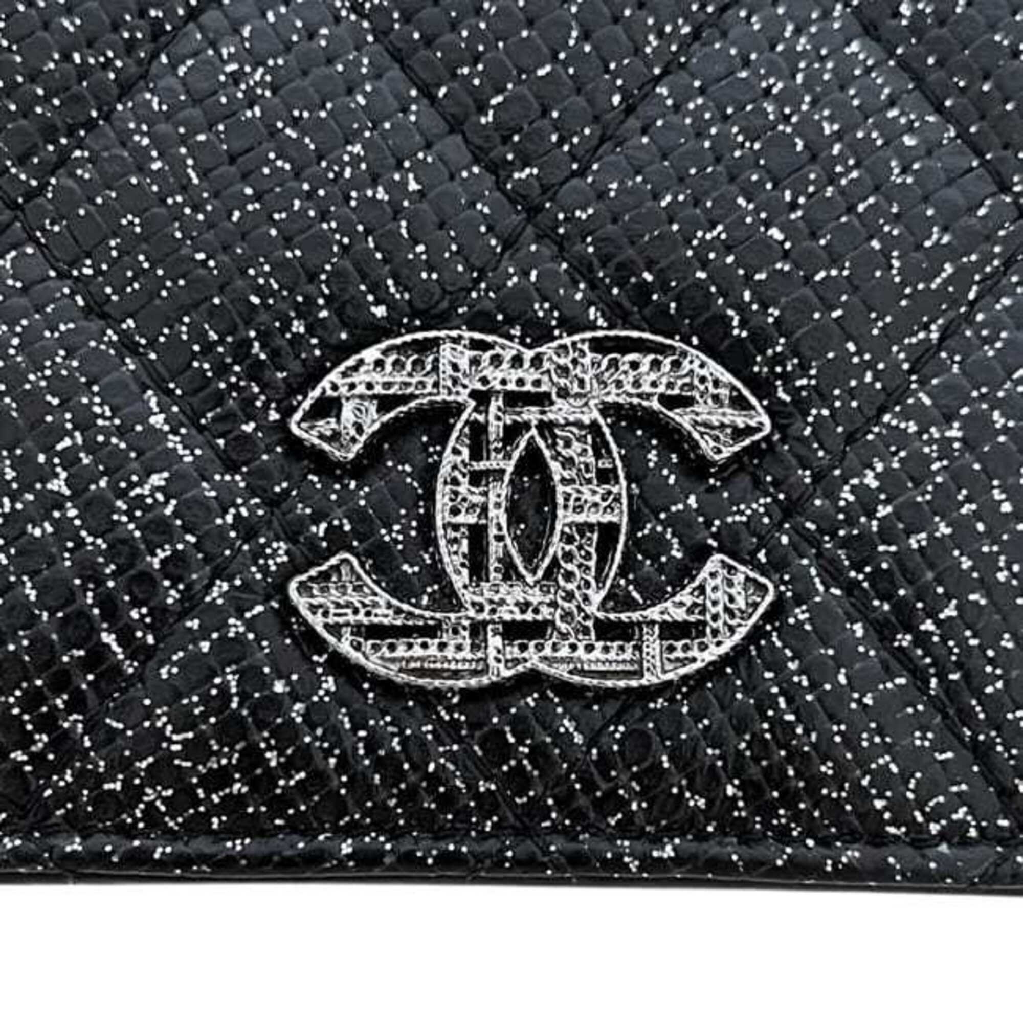 Chanel Black Grained Calfskin Long Wallet (Bi-Fold) (Pre-Owned)