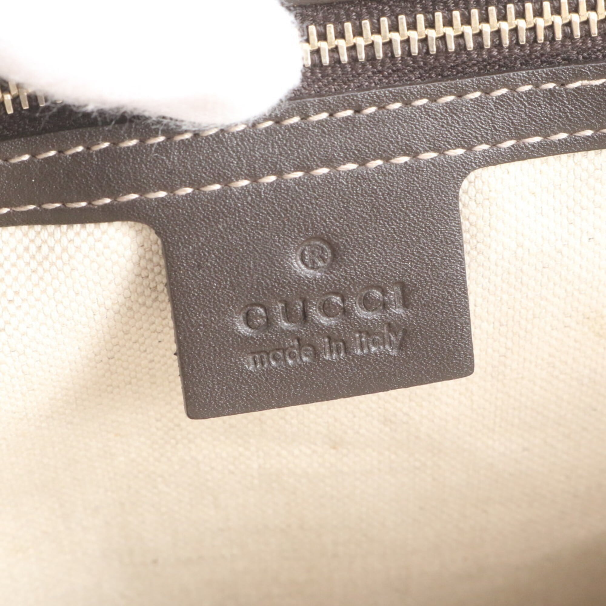 Gucci Brown Leather Canvas Handbag Shoulder Bag Tote Bag (Pre-Owned)