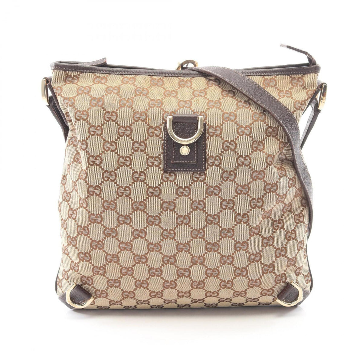 Gucci Beige Brown Canvas Leather Handbag Shoulder Bag (Pre-Owned)