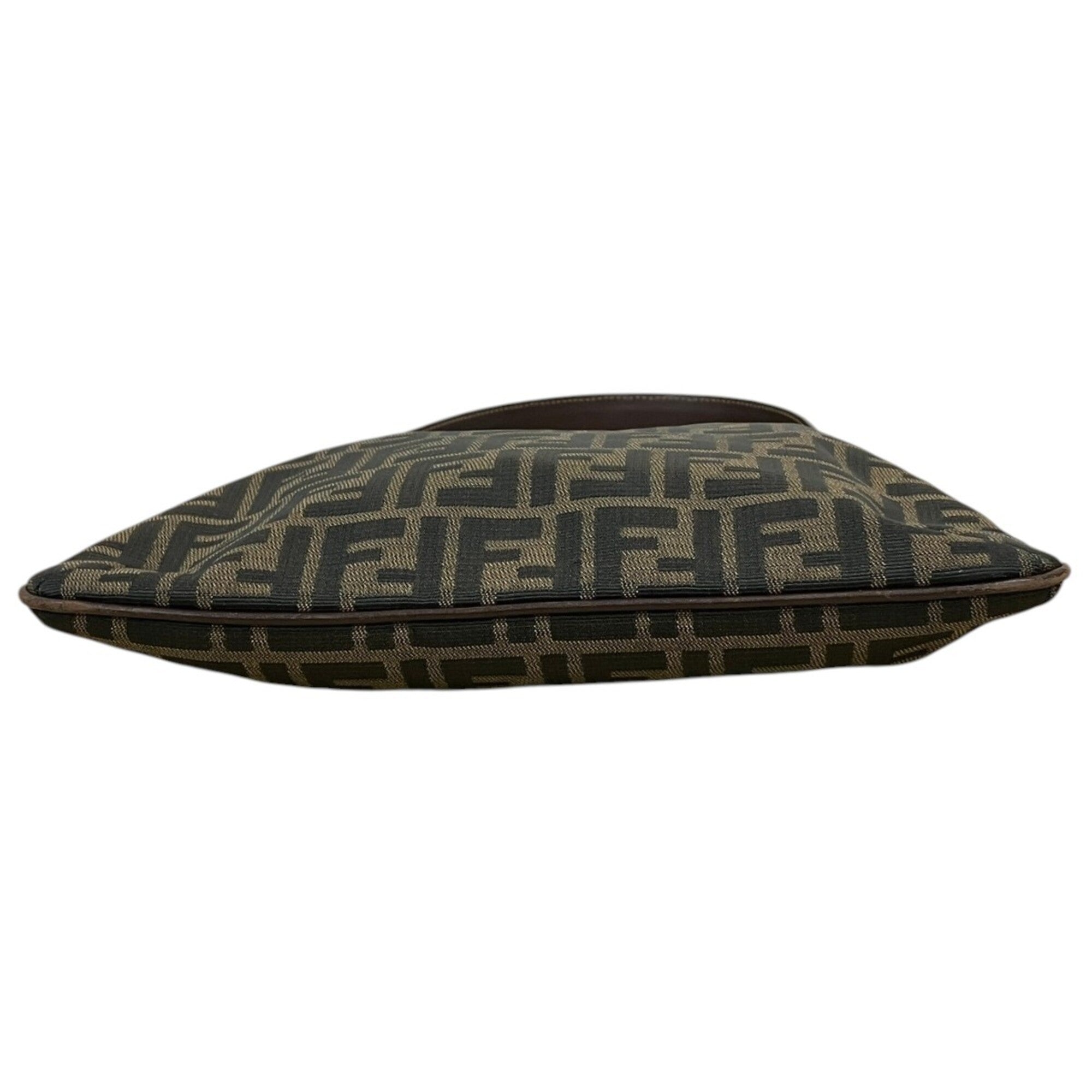 Fendi Zucca Brown Canvas Leather Shoulder Bag (Pre-Owned)