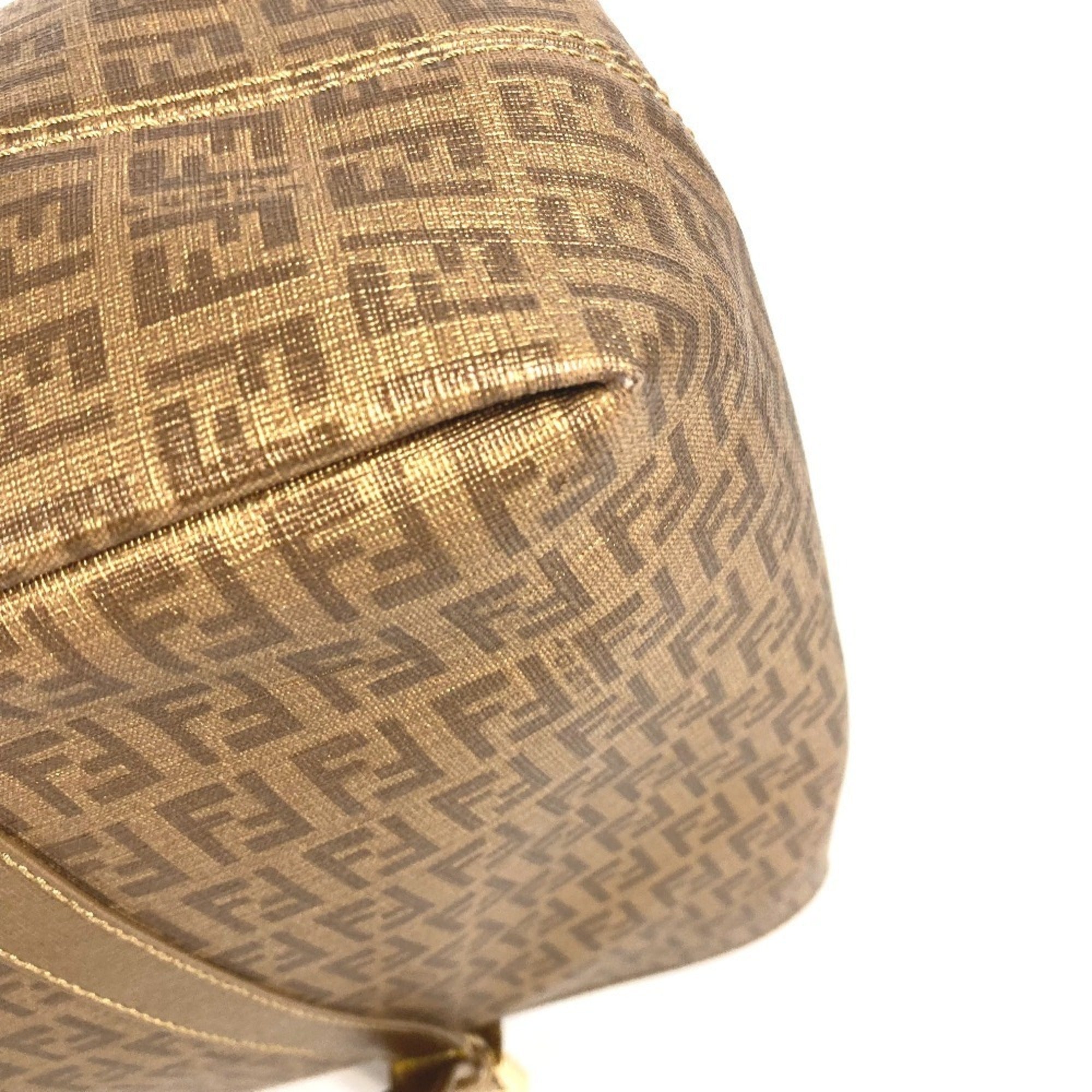 Fendi Gold Zucca Pvc Leather Shoulder Bag Tote Bag (Pre-Owned)