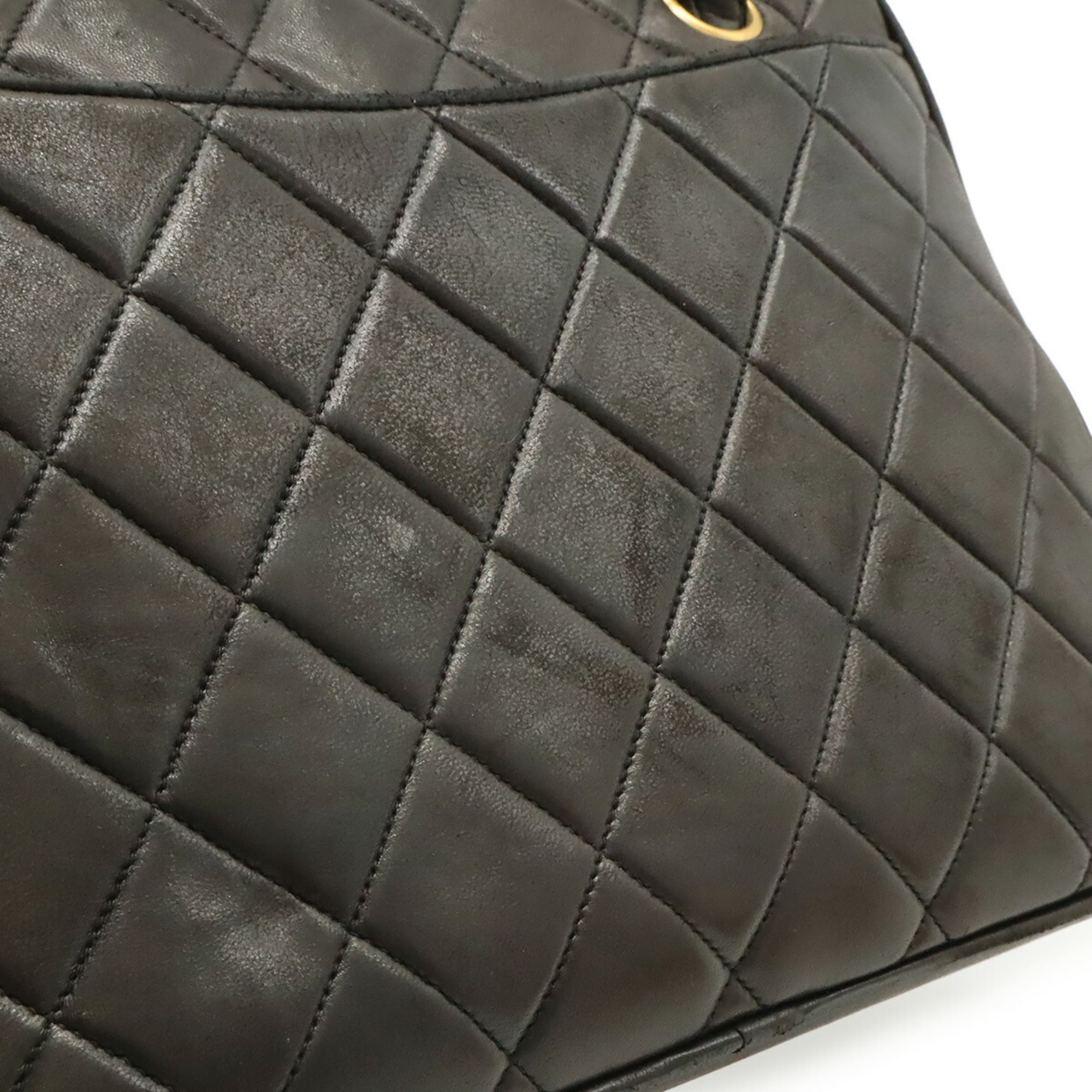 Chanel Matelasse Black Leather Shoulder Bag Tote Bag (Pre-Owned)