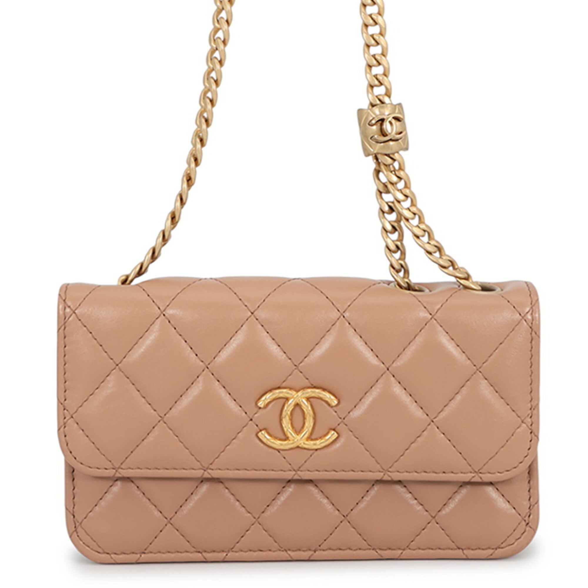 Chanel Beige Leather Pouch Shoulder Bag (Pre-Owned)