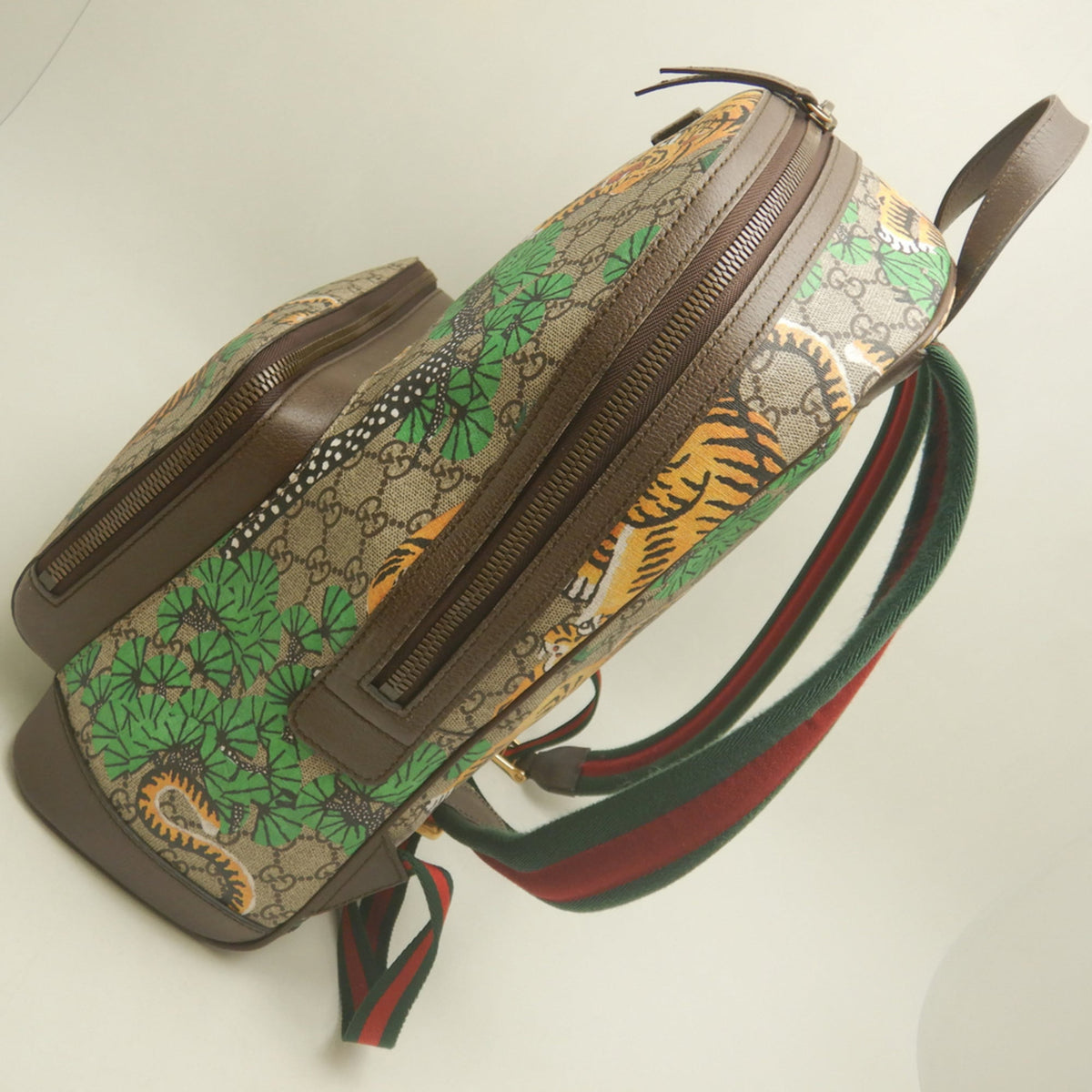 Gucci Beige Green Yellow Gg Supreme Backpack (Pre-Owned)