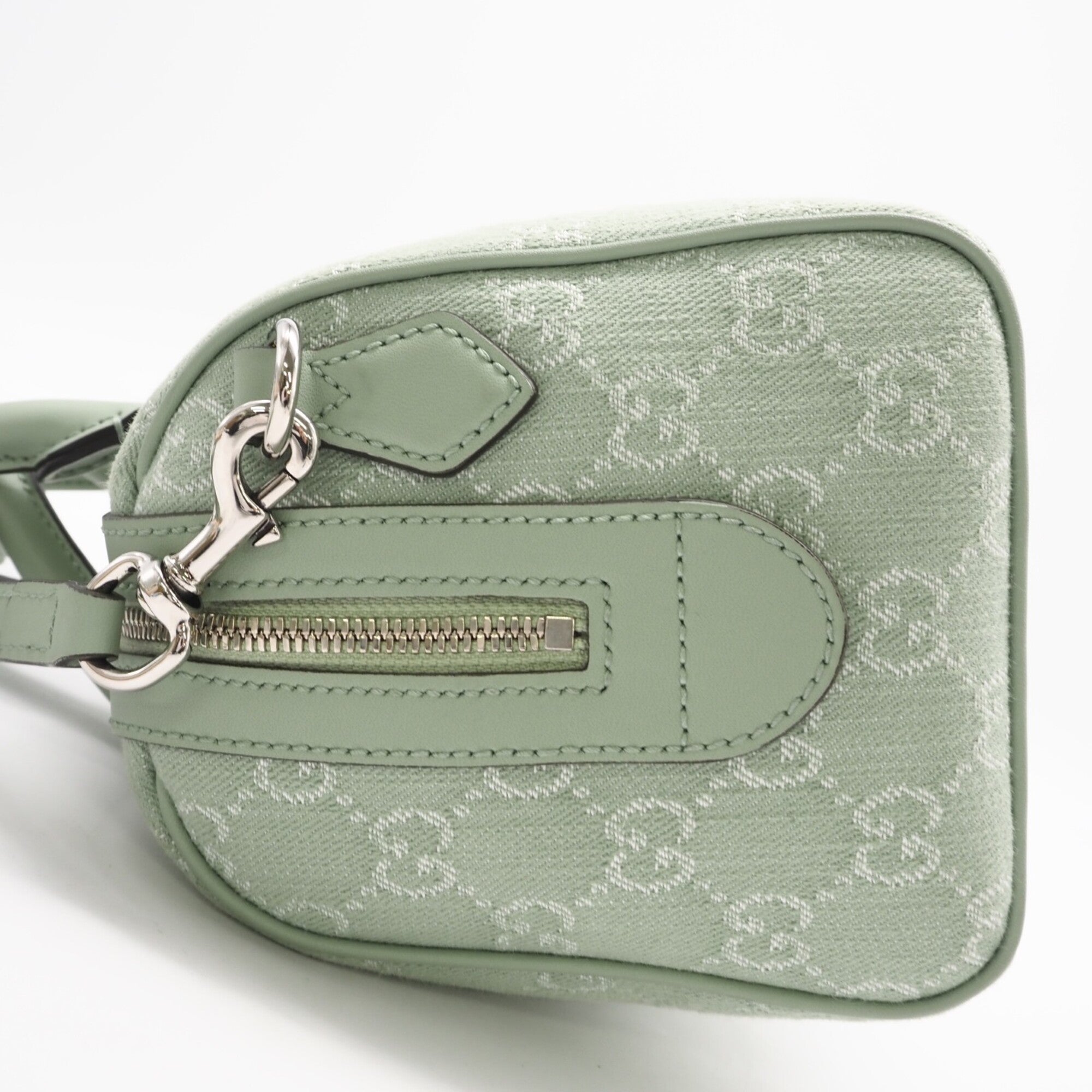 Gucci Green Gg Canvas Boston Bag Handbag (Pre-Owned)