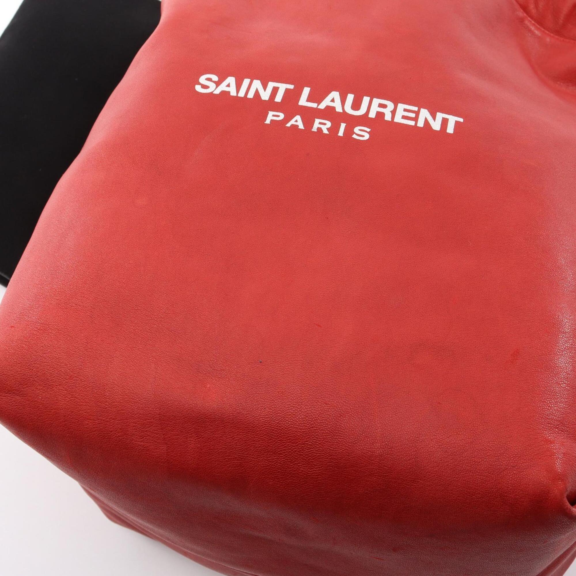 Saint Laurent Red Color Leather Handbag Pouch Shoulder Bag (Pre-Owned)