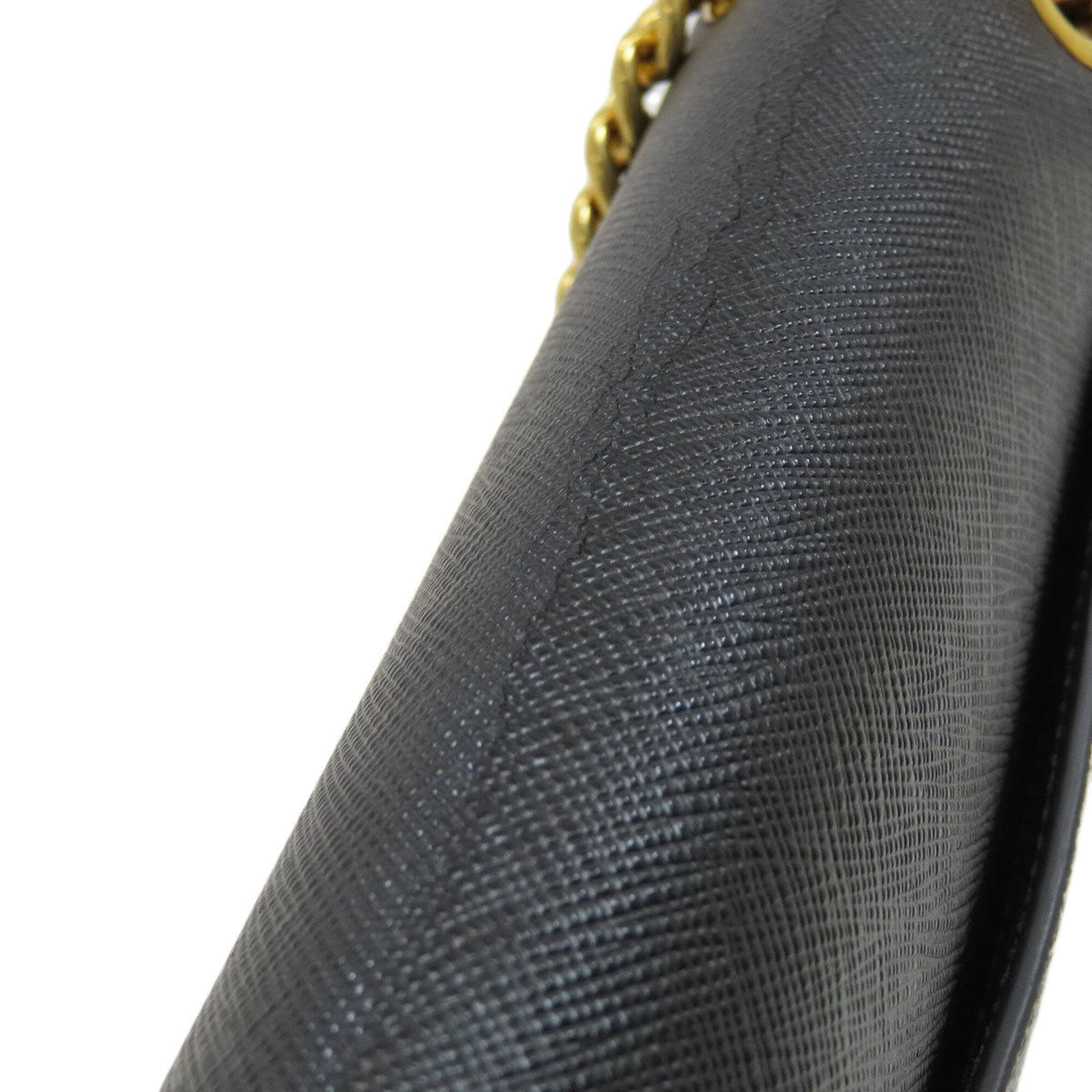 Prada Saffiano Black Saffiano Shoulder Bag (Pre-Owned)