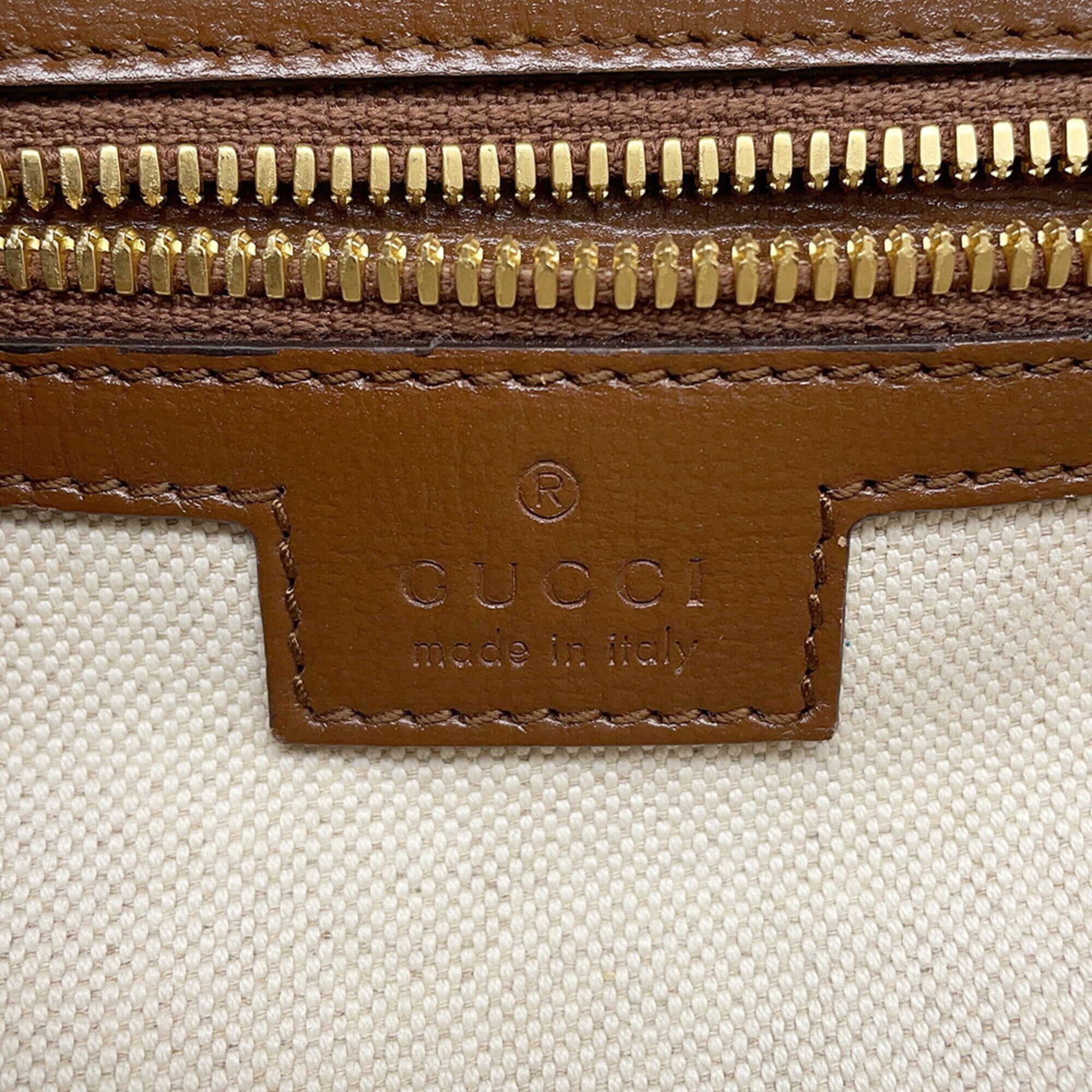 Gucci Beige Brown Gg Supreme Leather Handbag Shoulder Bag (Pre-Owned)