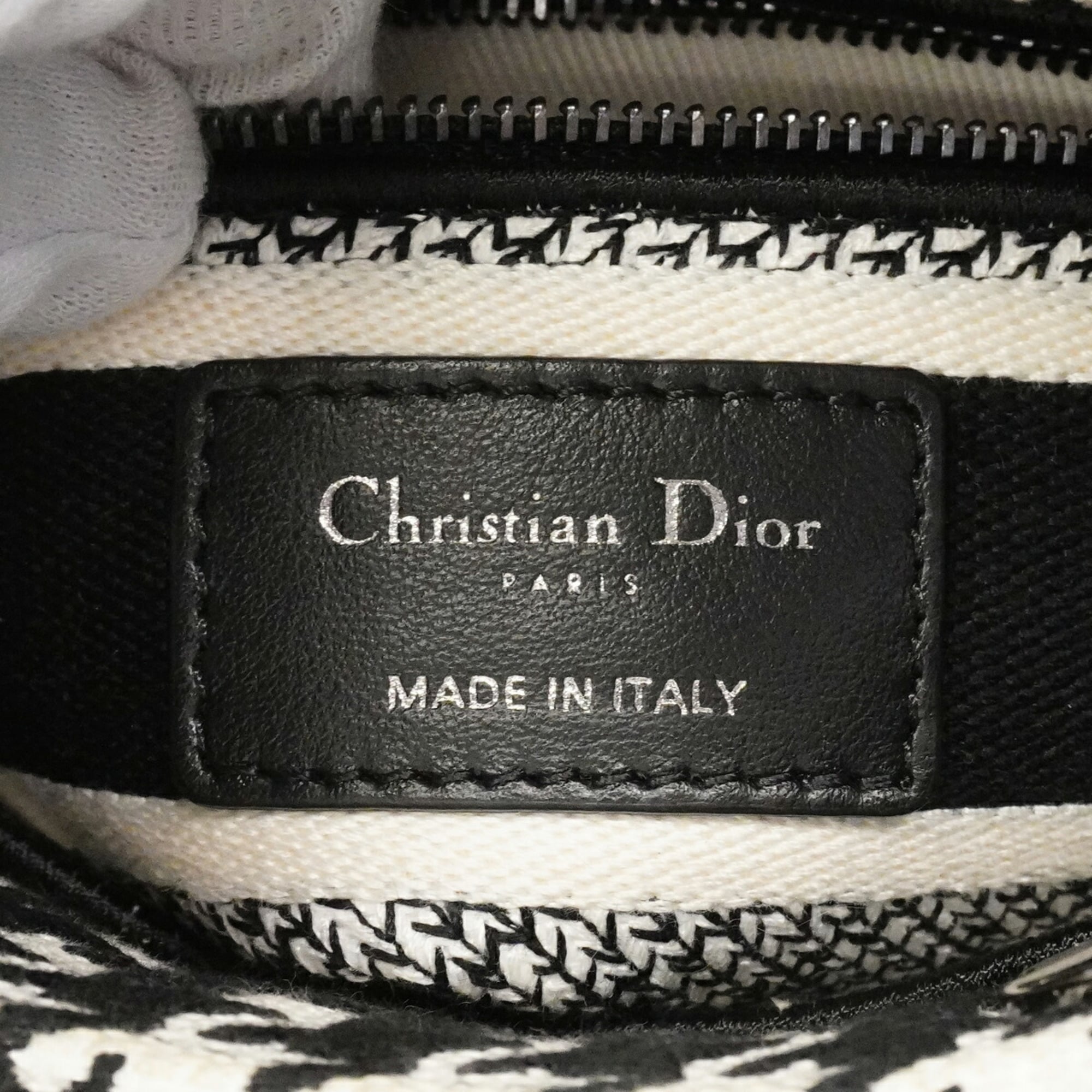 Christian Dior Black White Canvas Handbag (Pre-Owned)