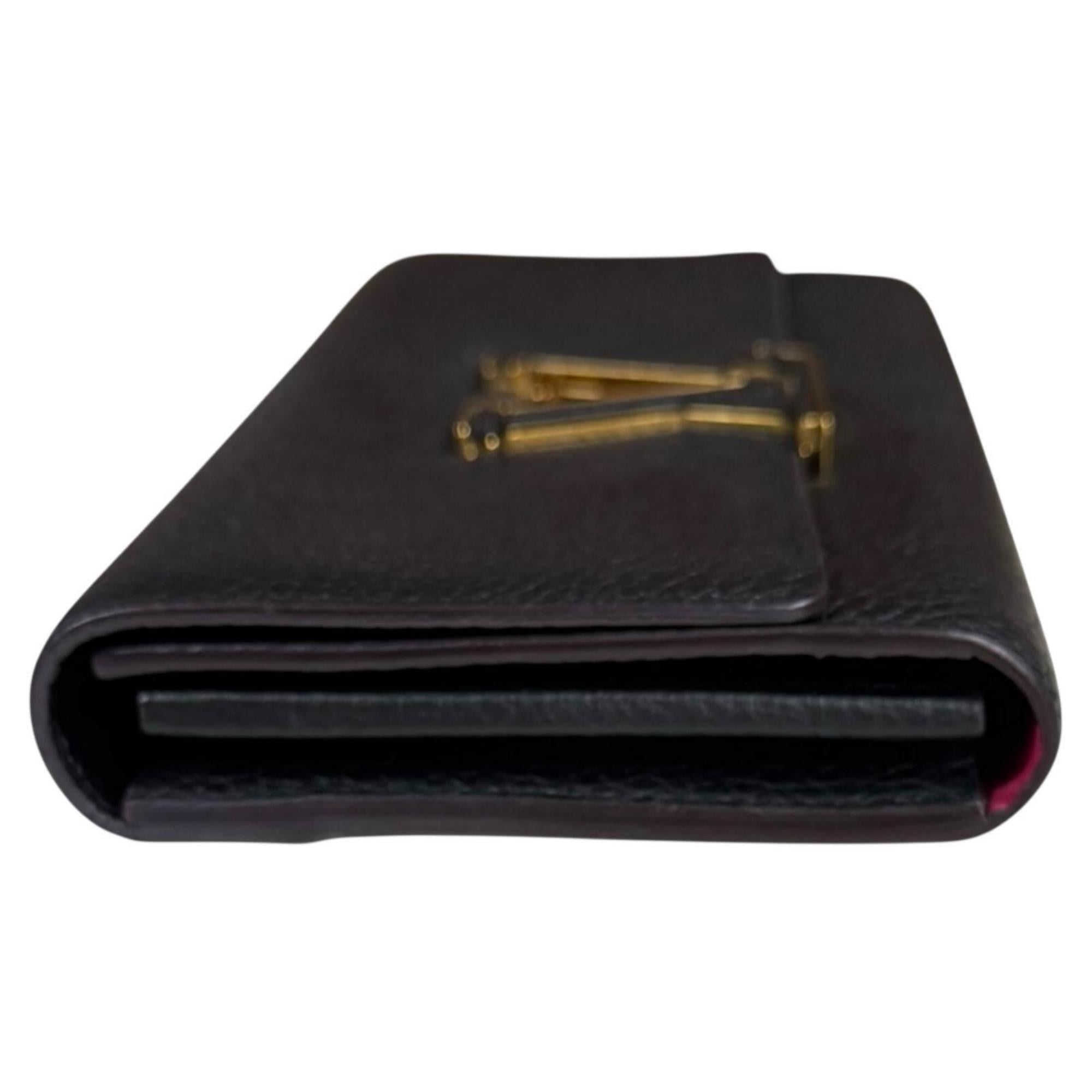Louis Vuitton Black Noir Leather Long Wallet (Bi-Fold) (Pre-Owned)