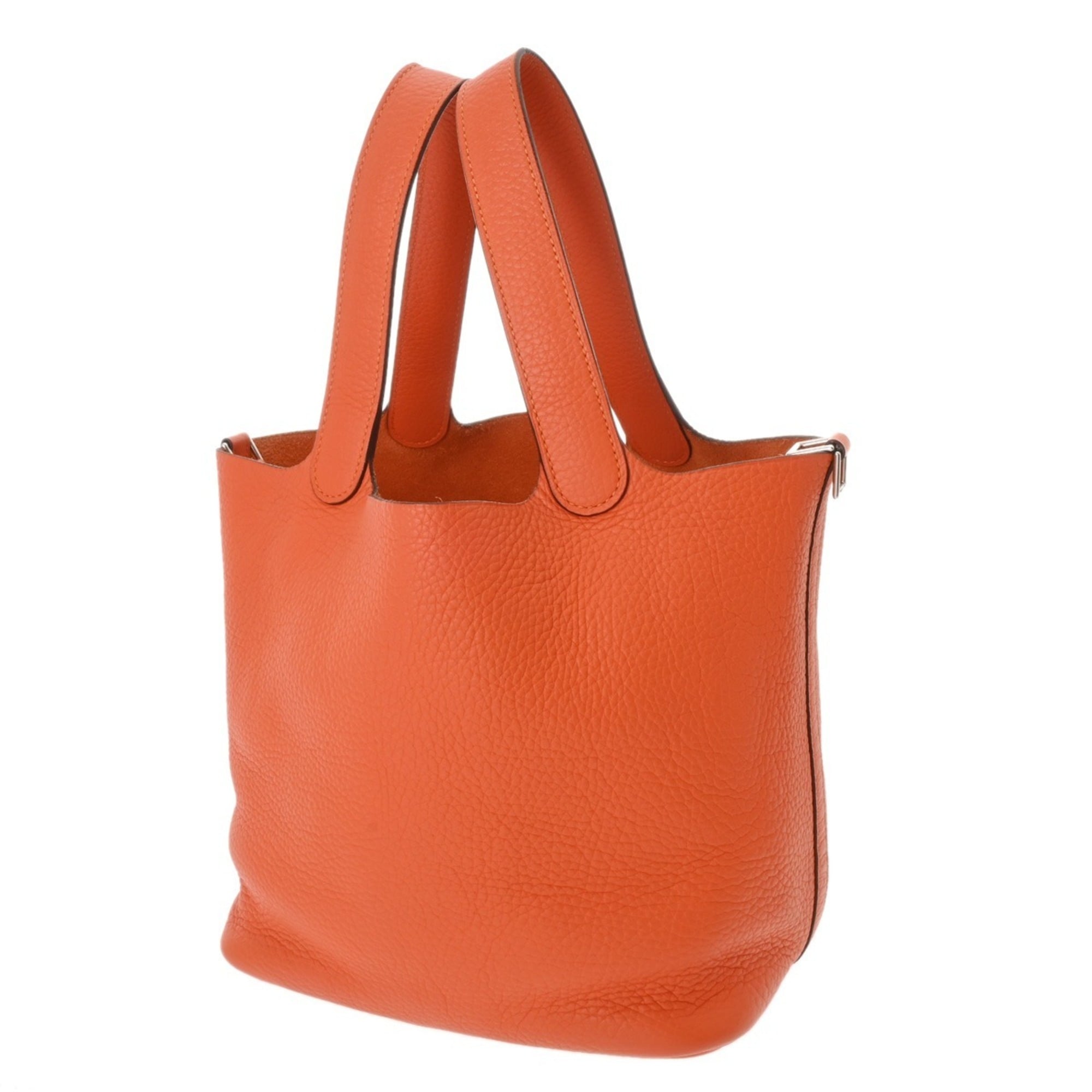 Hermes Orange Poppy Taurillon Clemence Leather Handbag (Pre-Owned)