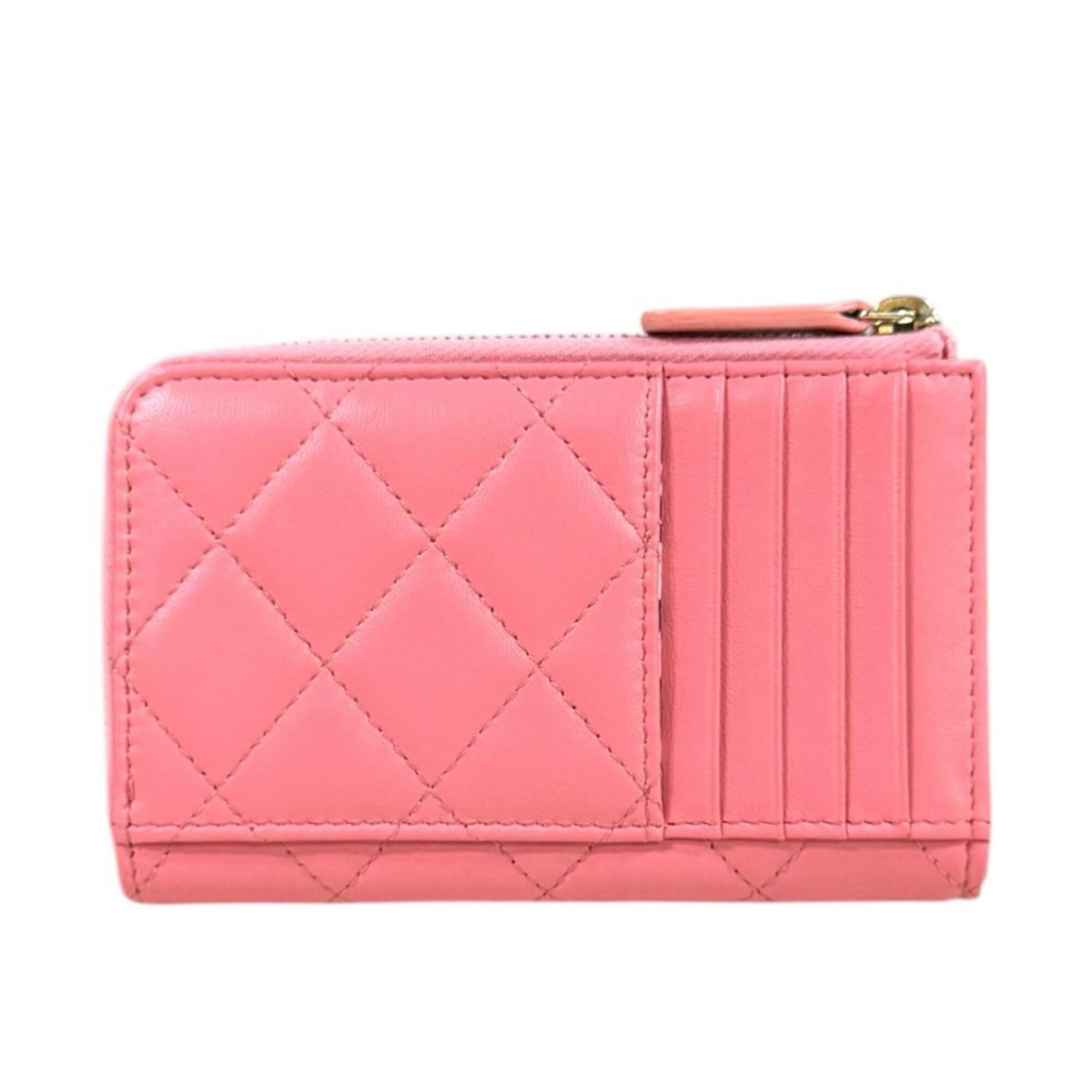 Chanel Matelasse Pink Leather Coin Purse/Coin Case (Pre-Owned)