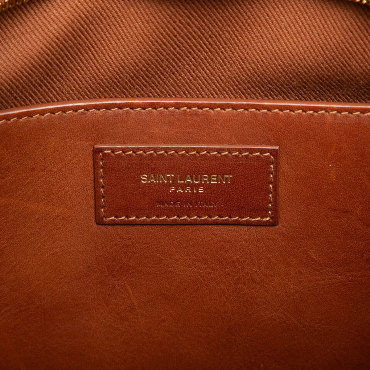 Saint Laurent Beige Brown Straw Leather Handbag Shoulder Bag (Pre-Owned)
